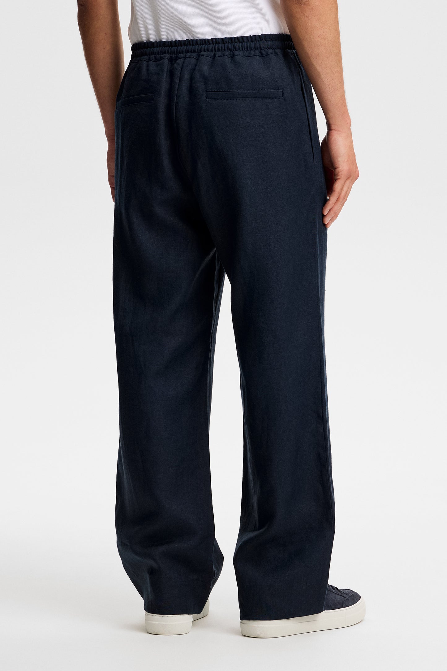 Noah Drape Linen Pants / JL Navy