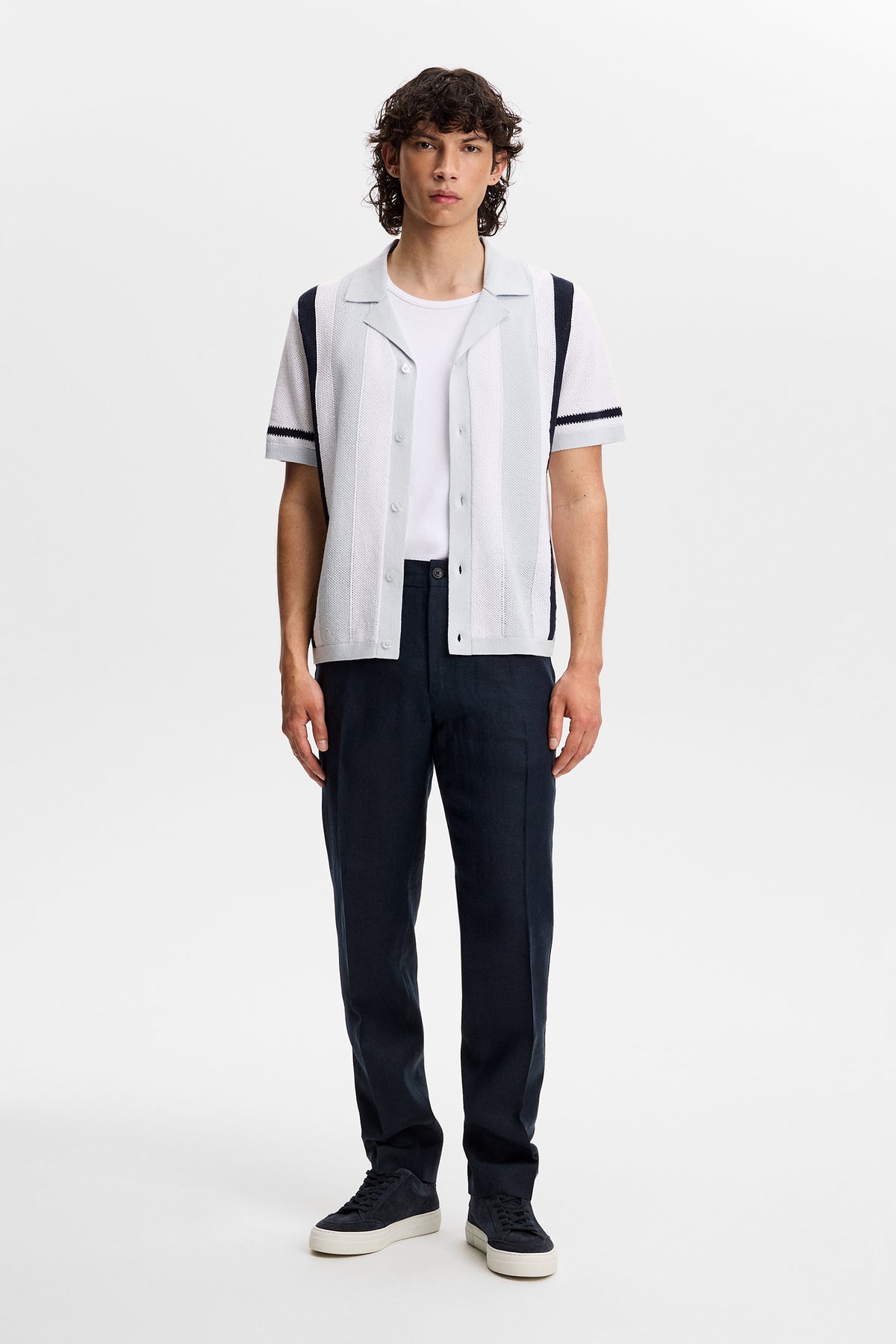 Soren Drape Linen Pants / JL Navy
