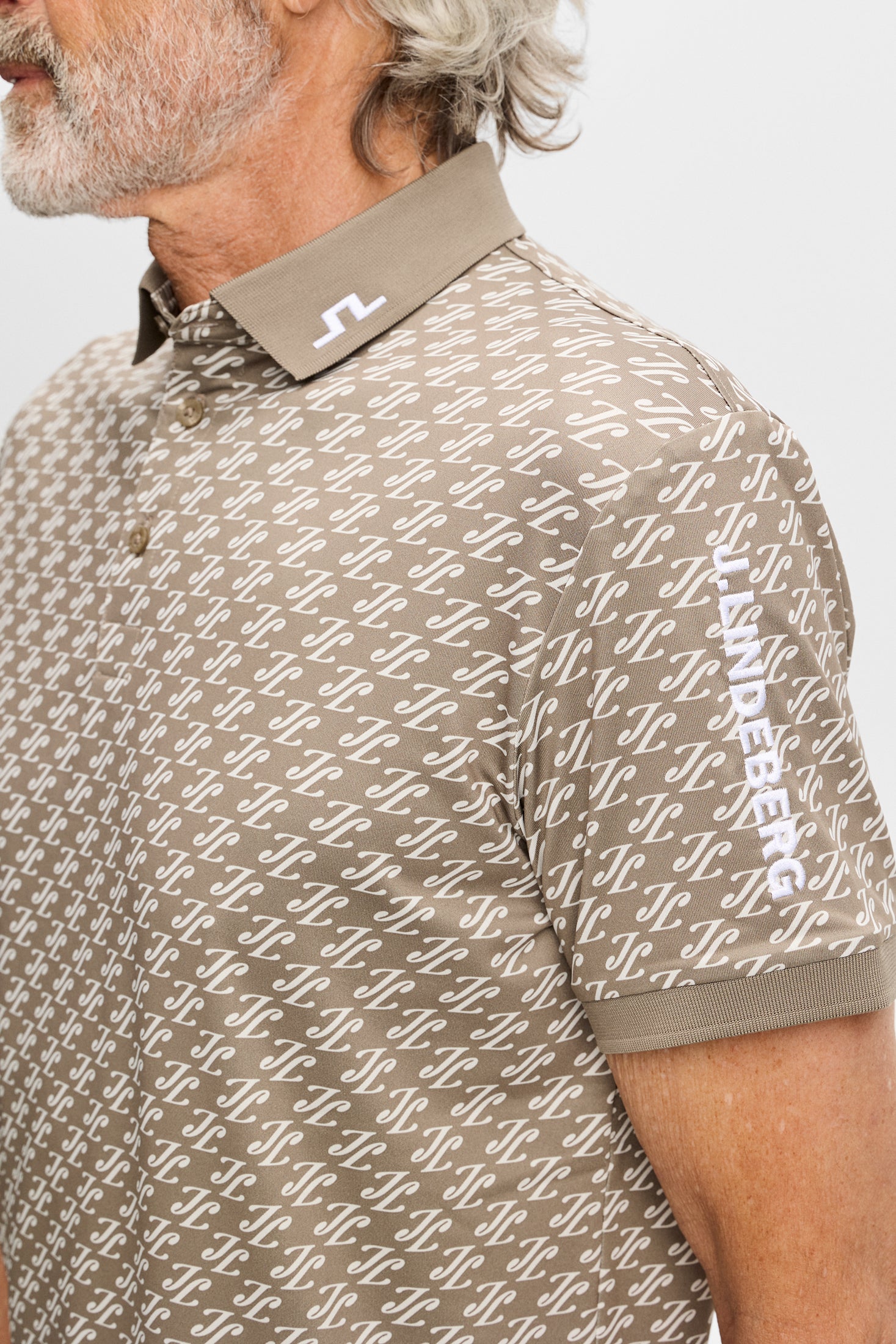 Tour Tech Print Polo / Cardi Jacquard S Brindle | J.Lindeberg Official