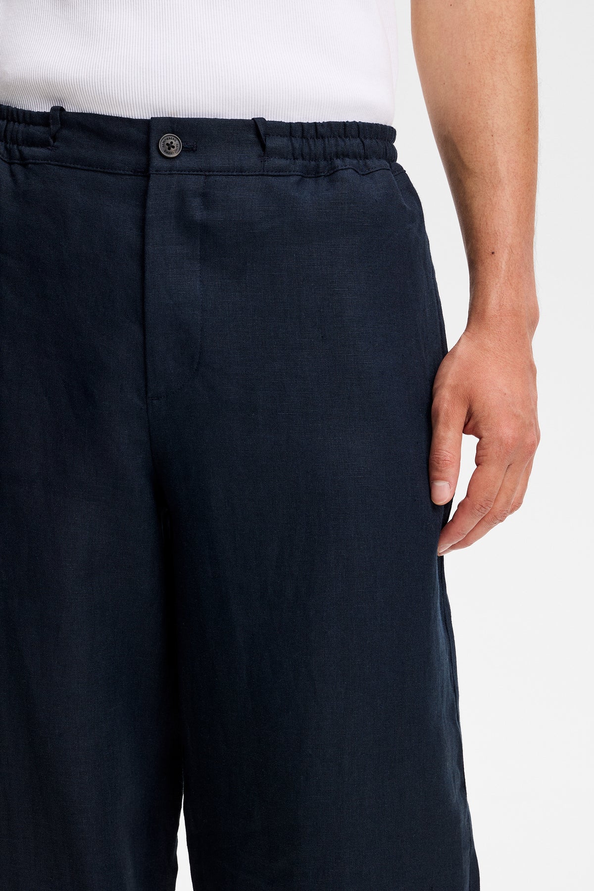 Noah Drape Linen Pants / JL Navy