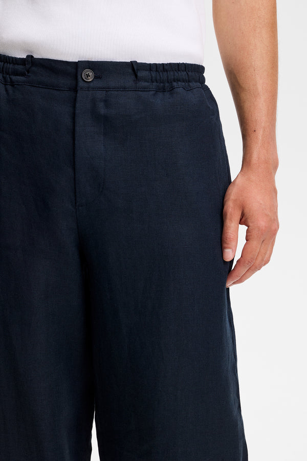 Noah Drape Linen Pants / JL Navy