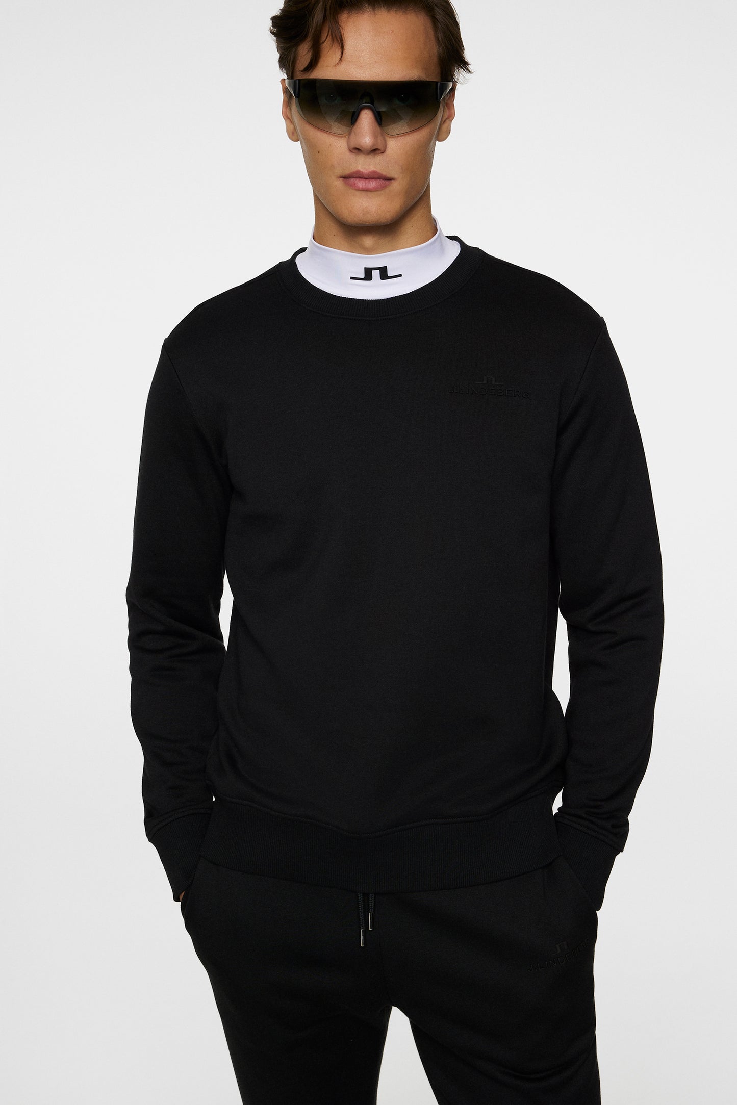 Alpha Crew Neck in Black by J.Lindeberg