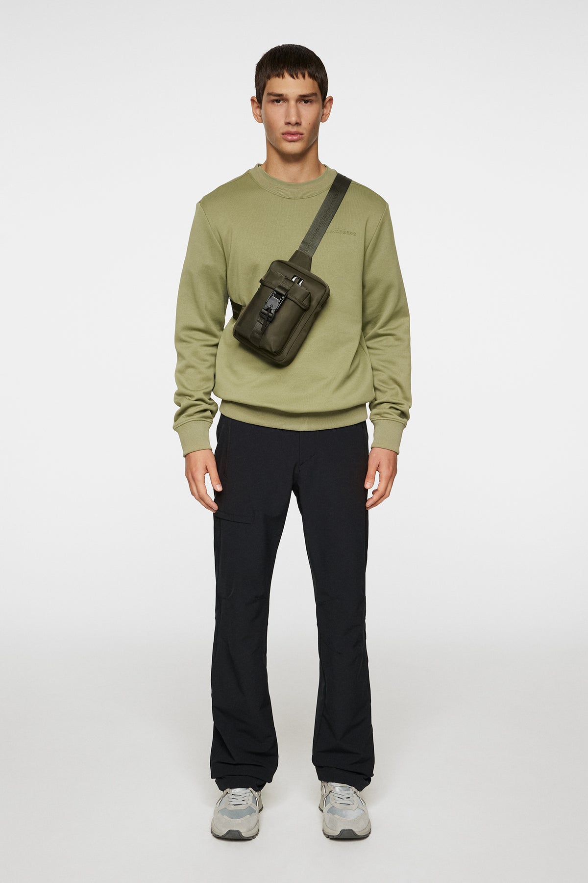 Alpha Crew Neck in Oil Green by J.Lindeberg