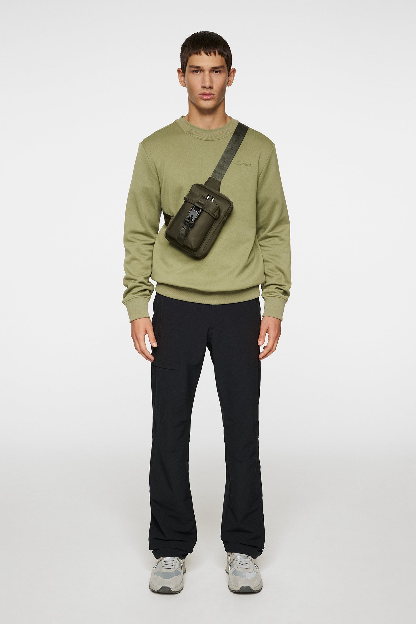 Alpha Crew Neck in Oil Green by J.Lindeberg
