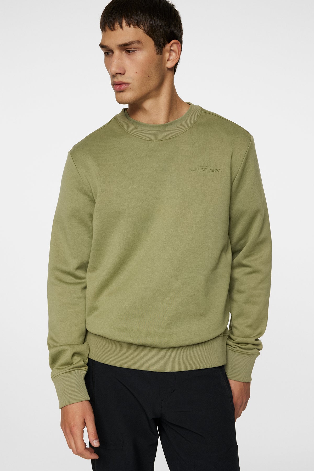 Alpha Crew Neck in Oil Green by J.Lindeberg