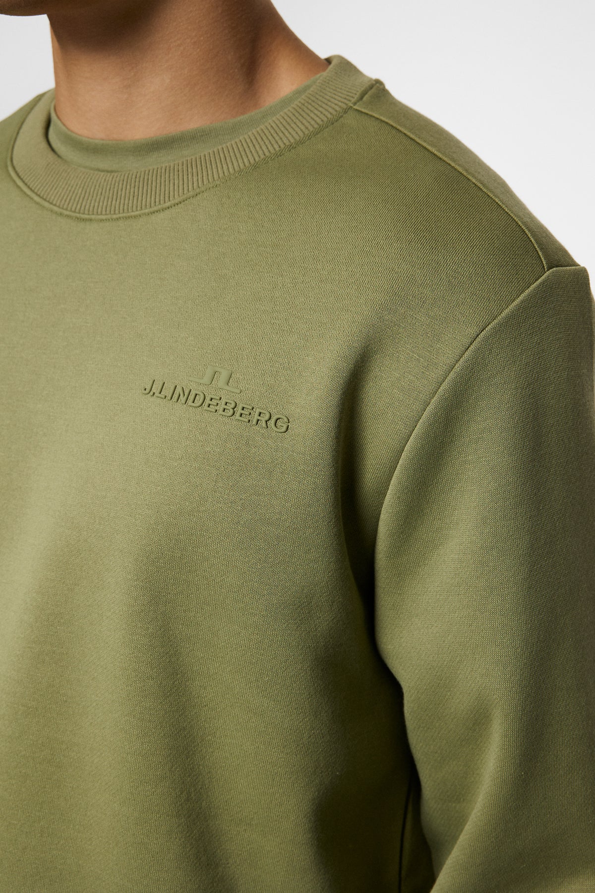 Alpha Crew Neck in Oil Green by J.Lindeberg