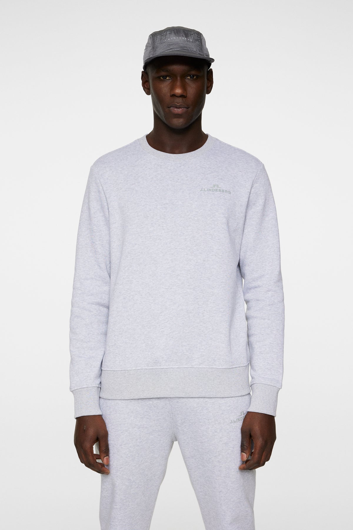 Alpha Crew Neck in Light Grey Melange by J.Lindeberg