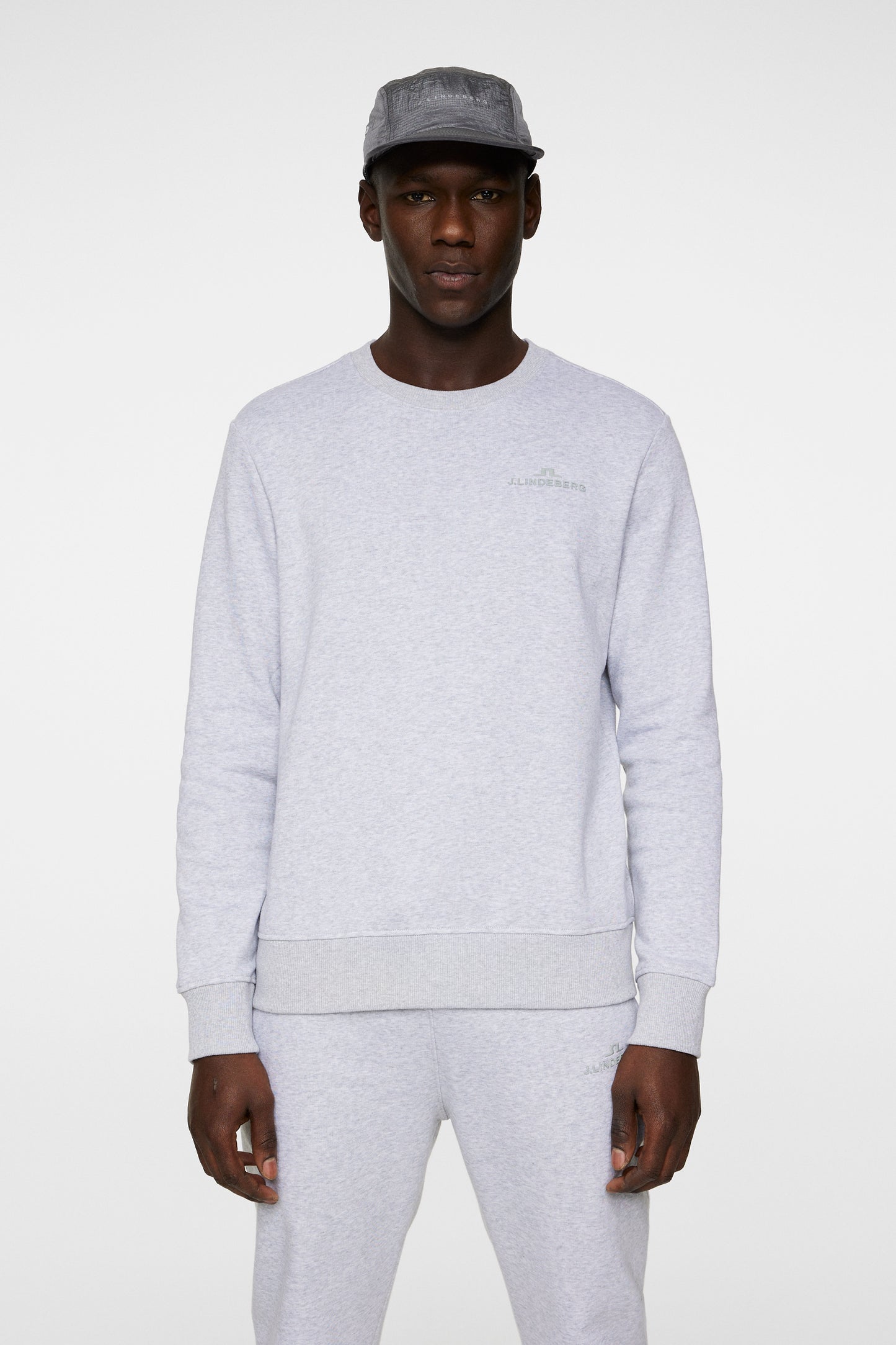 Alpha Crew Neck in Light Grey Melange by J.Lindeberg