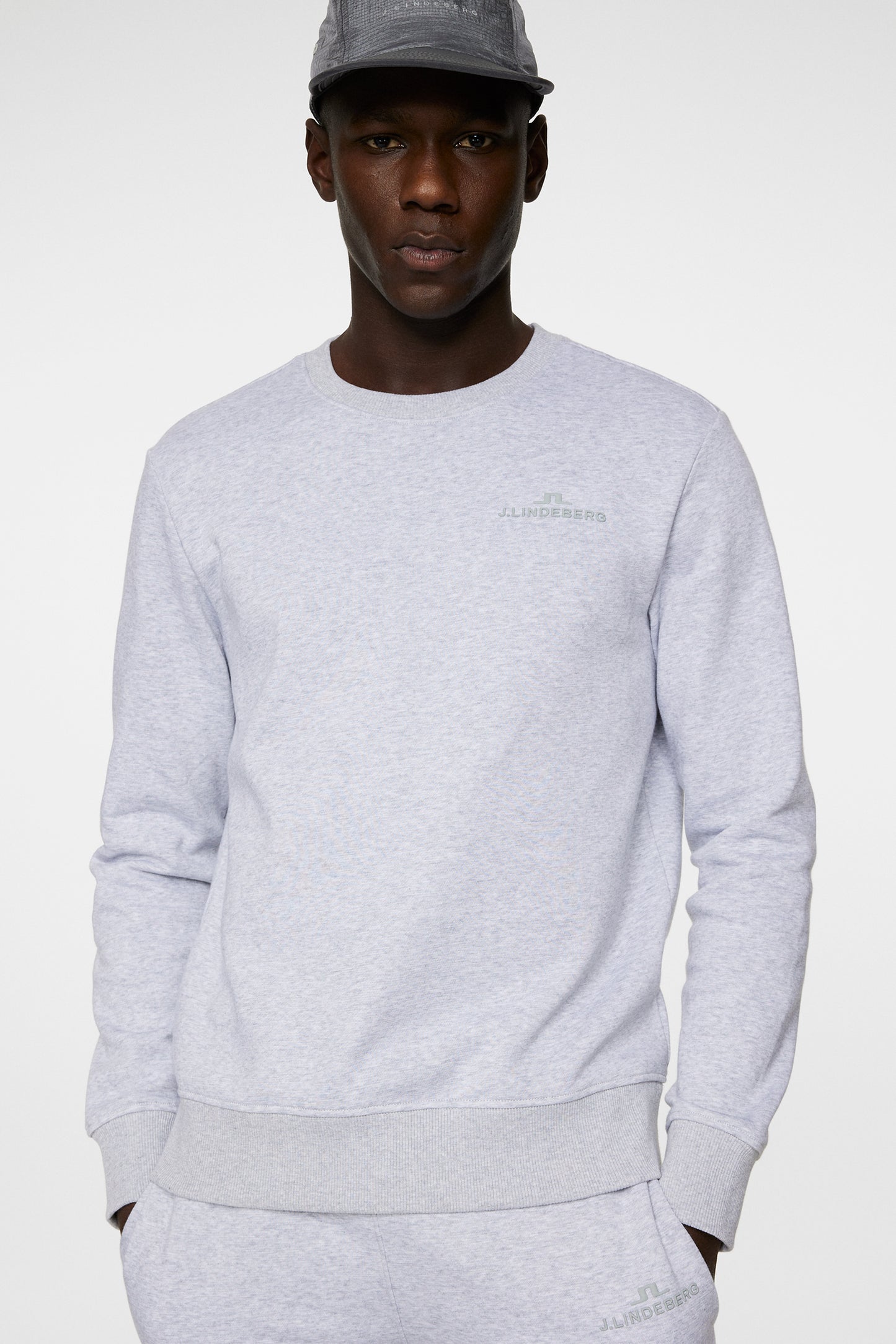 Alpha Crew Neck in Light Grey Melange by J.Lindeberg