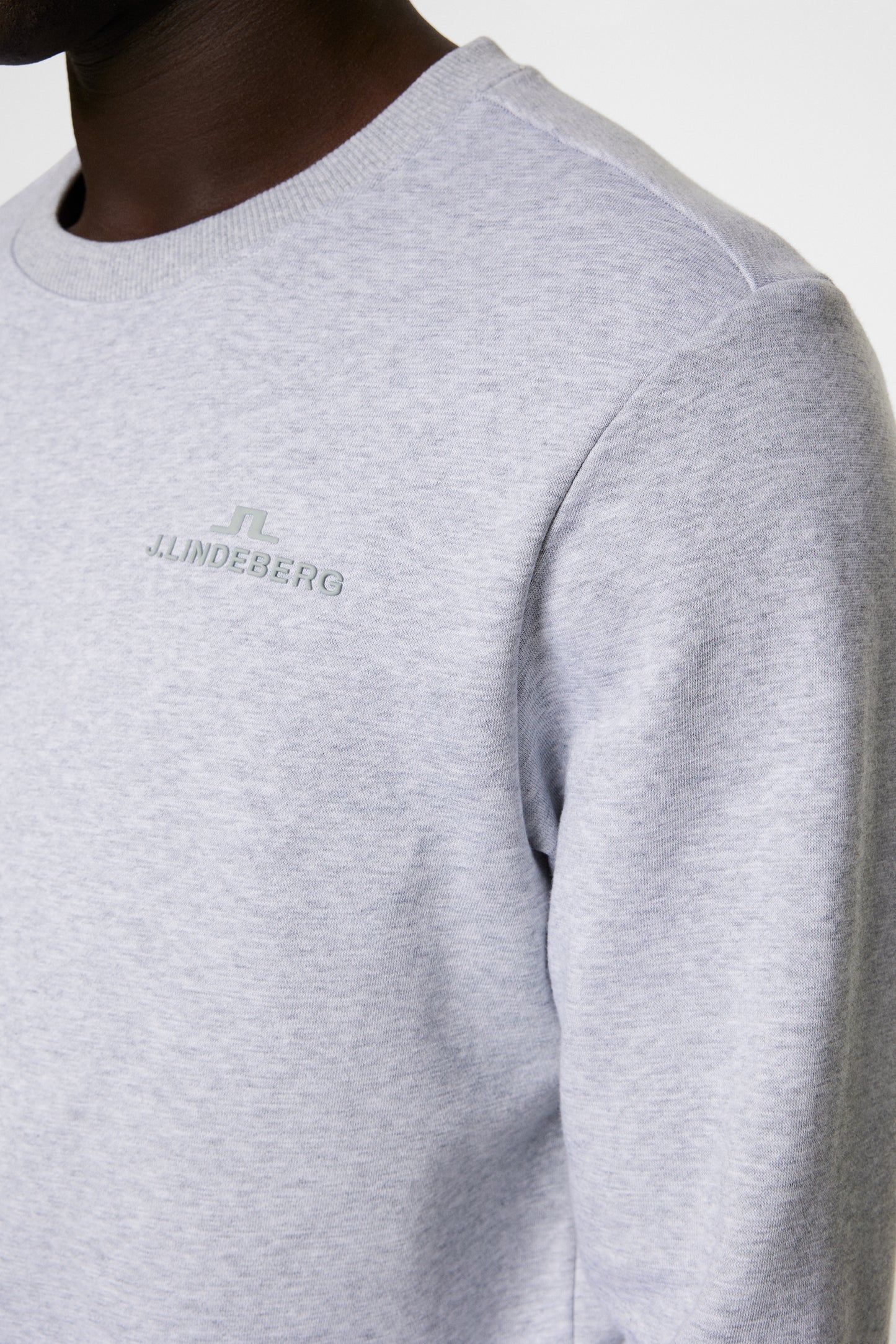 Alpha Crew Neck in Light Grey Melange by J.Lindeberg