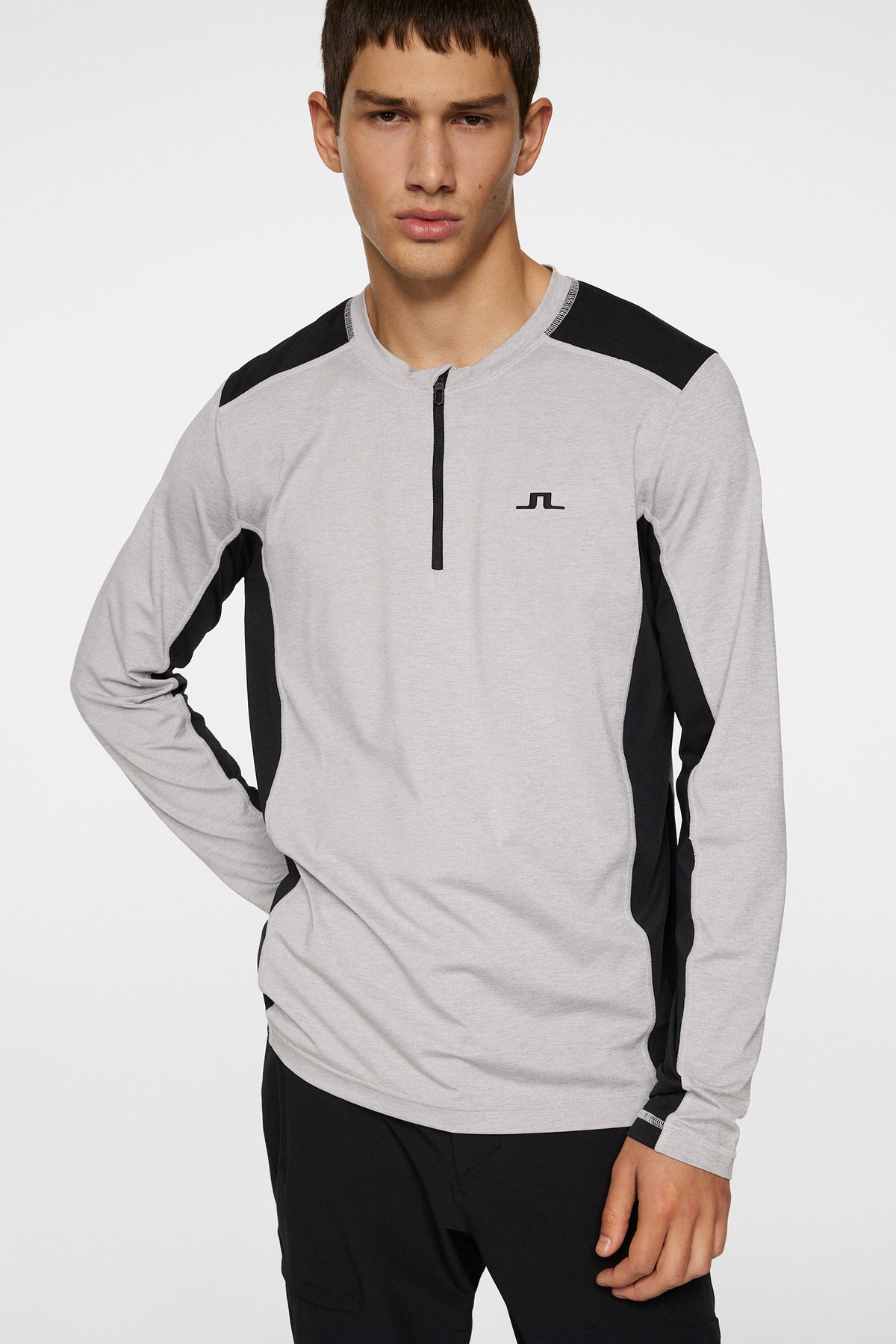 Tomas Long Sleeve T-Shirt in Light Grey Melange by J.Lindeberg