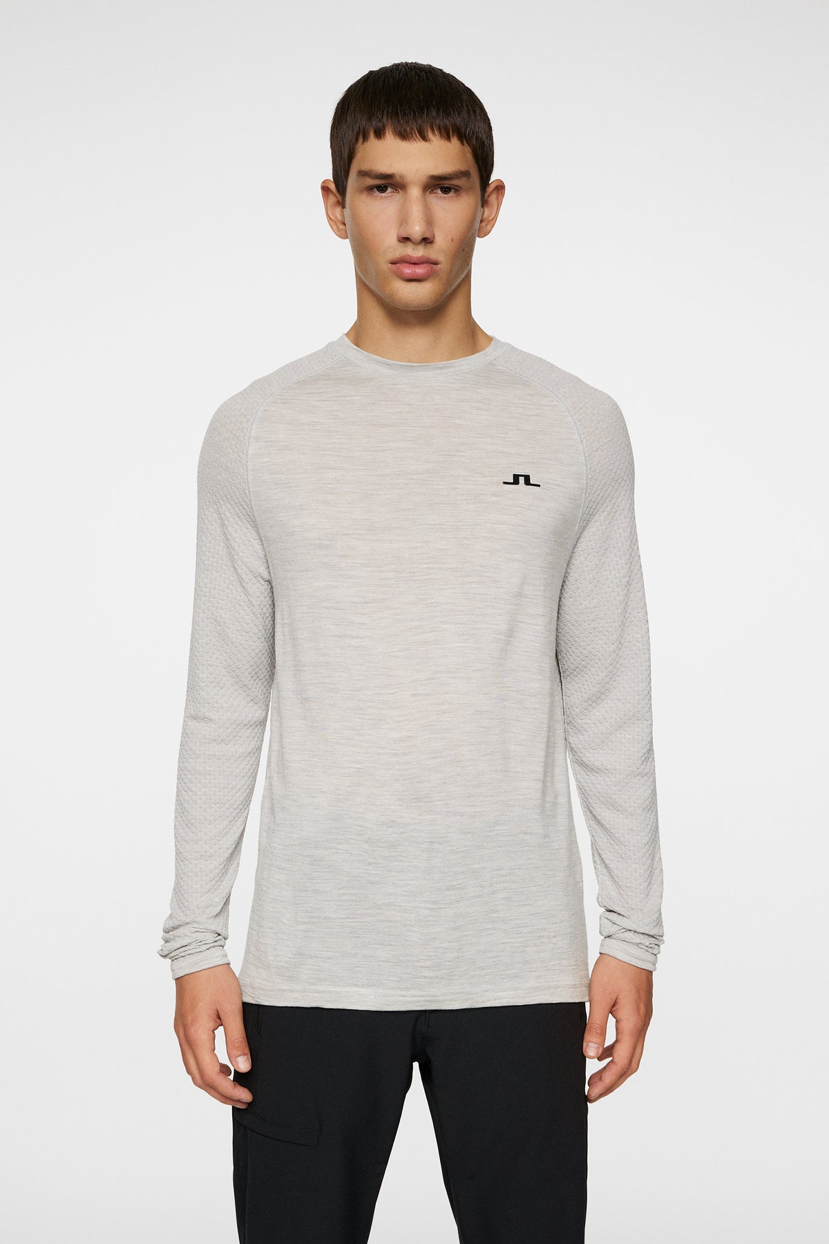 Brent Wool Long Sleeve in Light Grey Melange by J.Lindeberg
