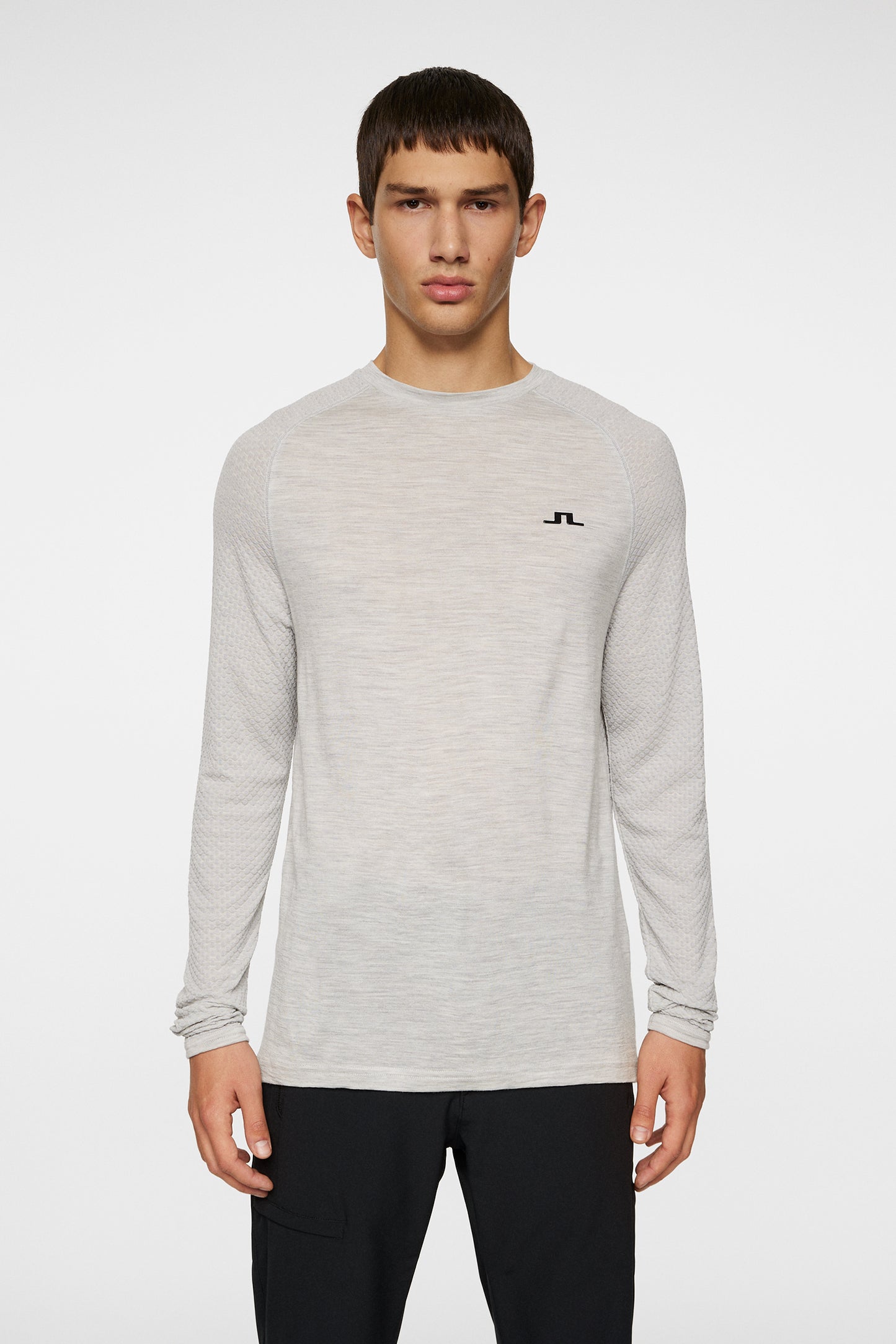 Brent Wool Long Sleeve in Light Grey Melange by J.Lindeberg