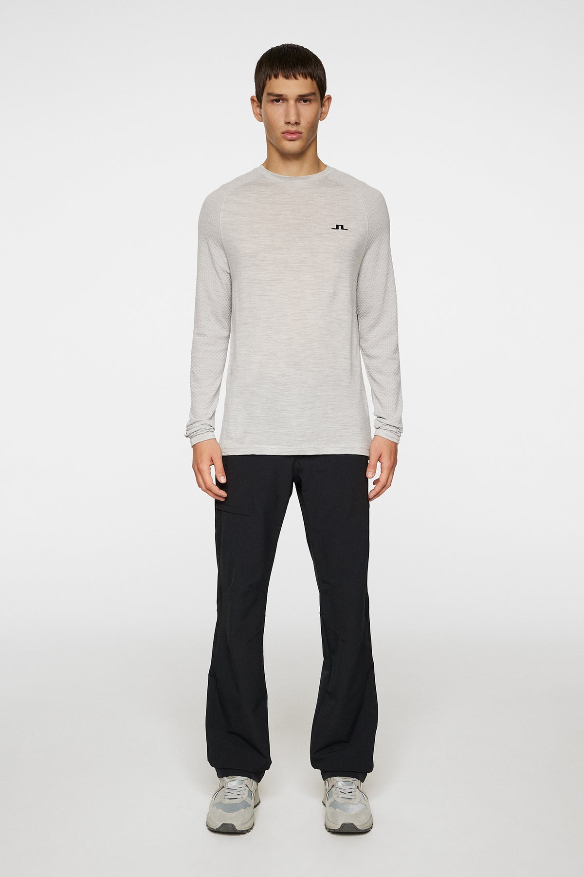 Brent Wool Long Sleeve in Light Grey Melange by J.Lindeberg