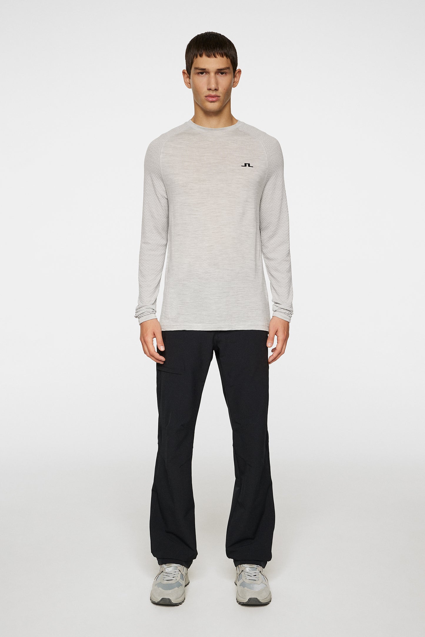 Brent Wool Long Sleeve in Light Grey Melange by J.Lindeberg