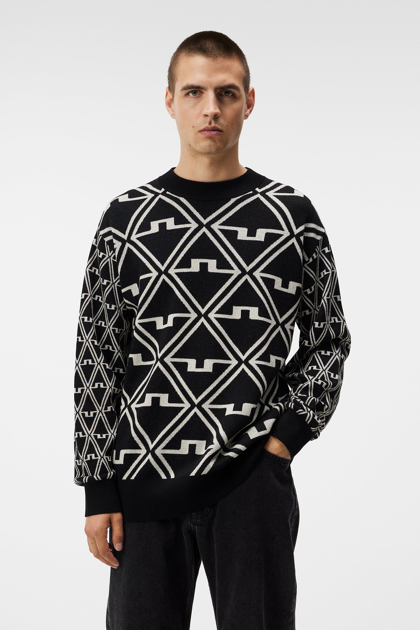 Isaac Jacquard Knitted Sweater
