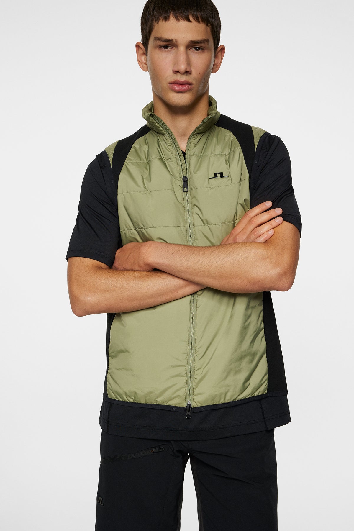 Scott Hybrid Vest in Oil Green by J.Lindeberg