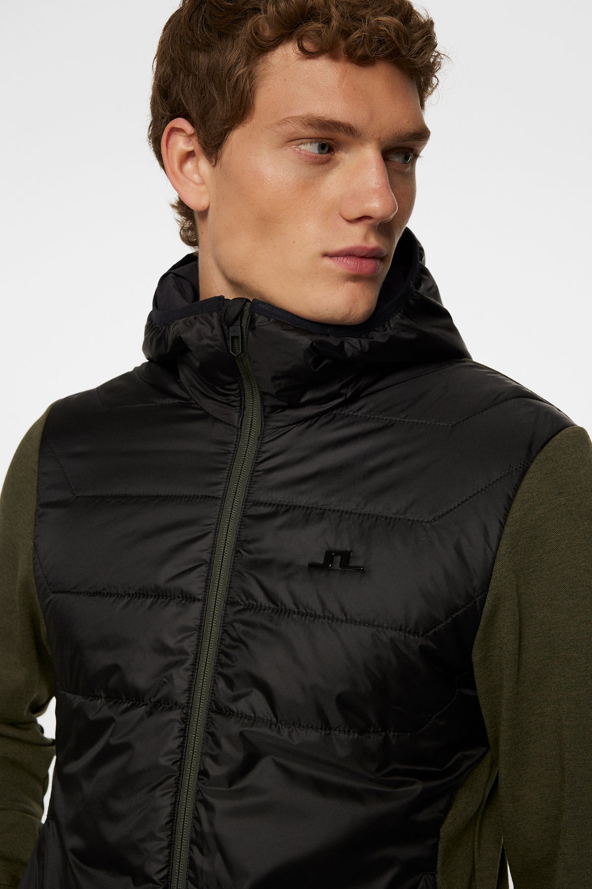 Gregory Hybrid Hood in Forest Green by J.Lindeberg