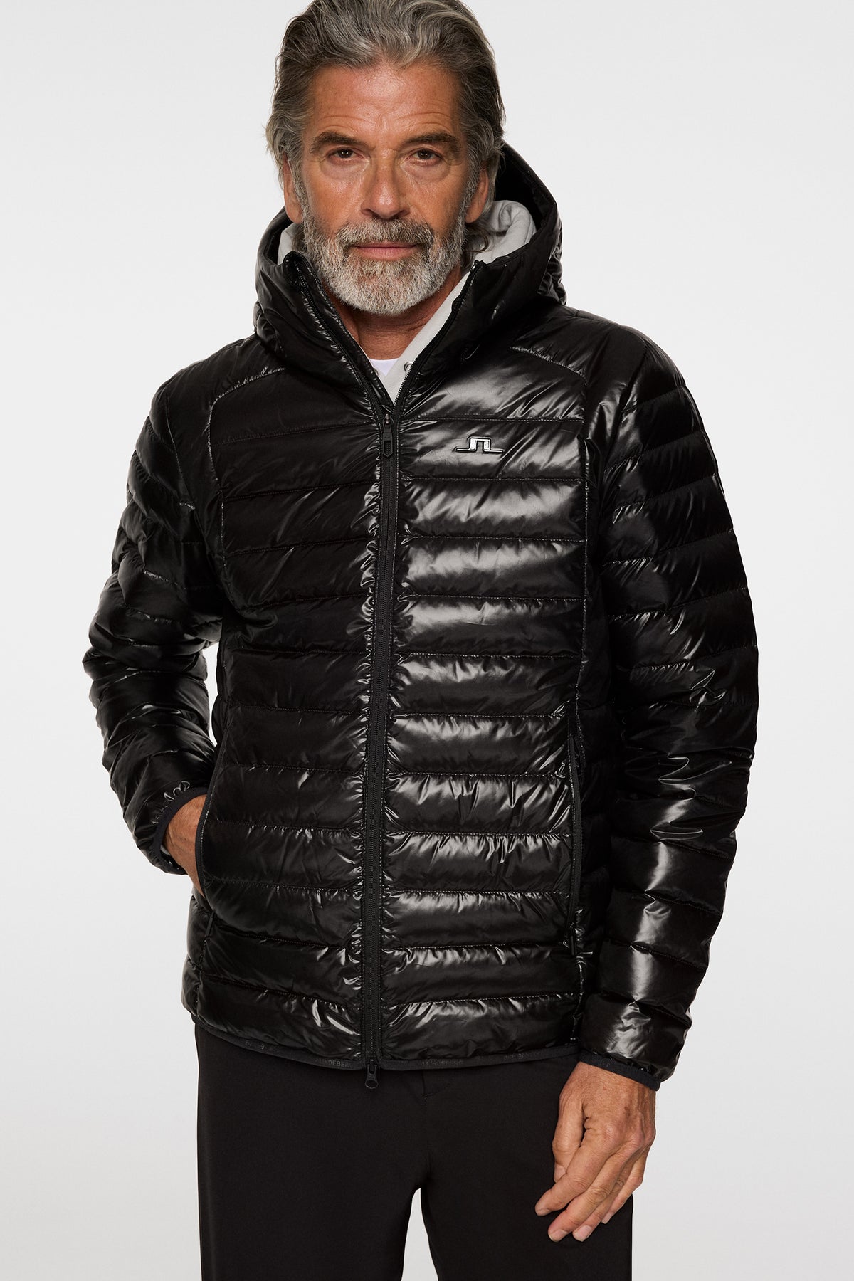 Oden Light Down Hood in Black by J.Lindeberg