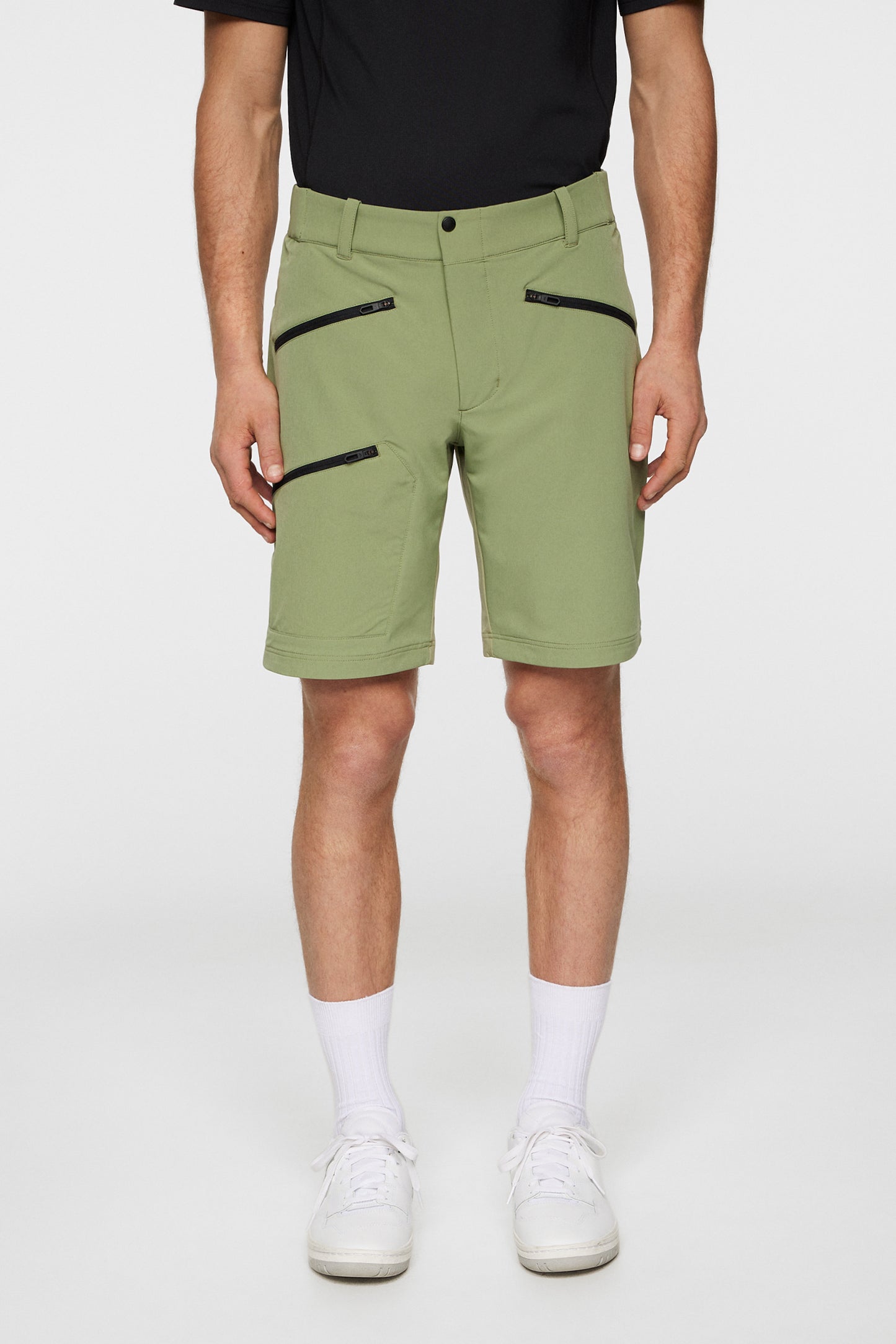 Adrian Softshell Shorts in Oil Green by J.Lindeberg
