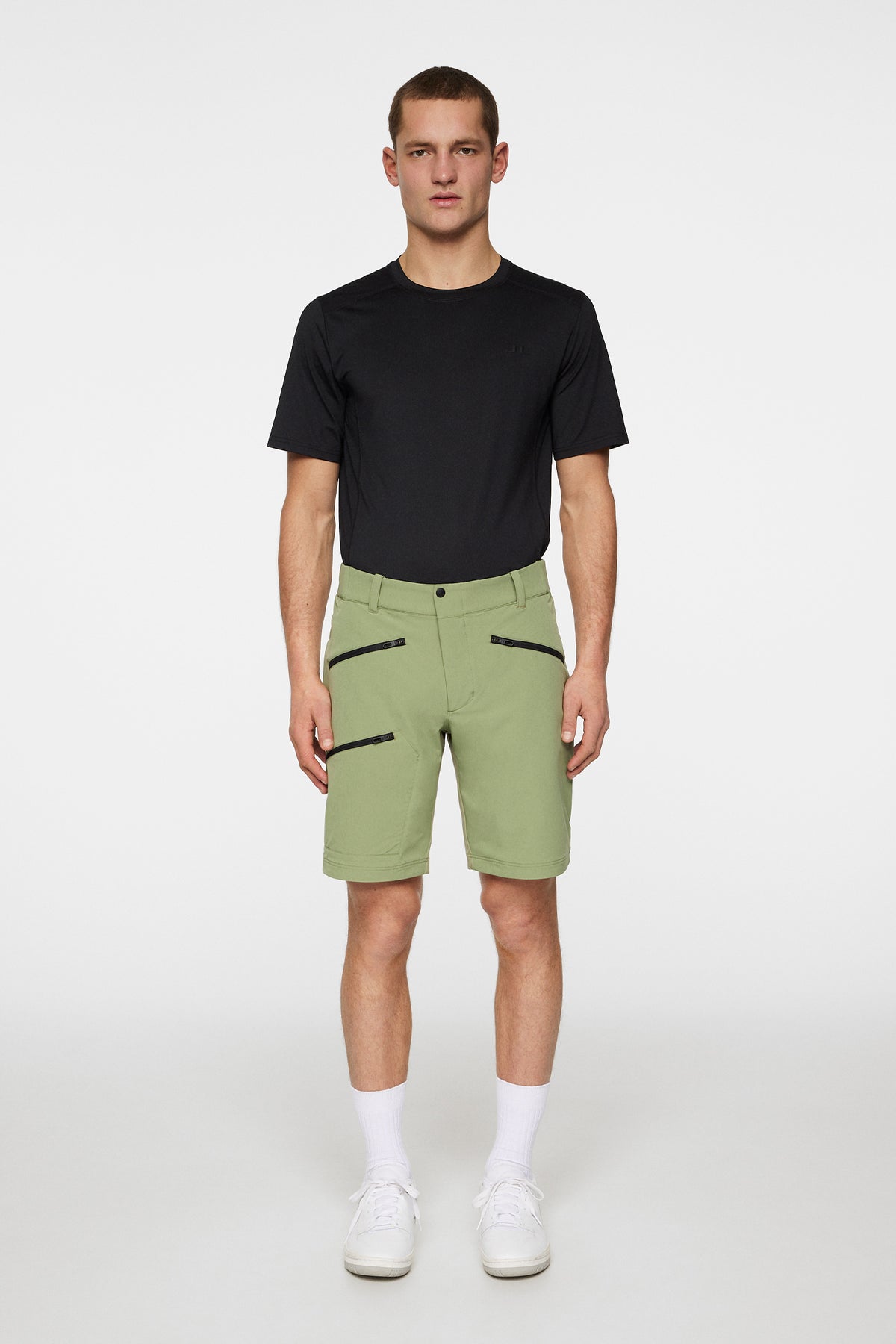Adrian Softshell Shorts in Oil Green by J.Lindeberg