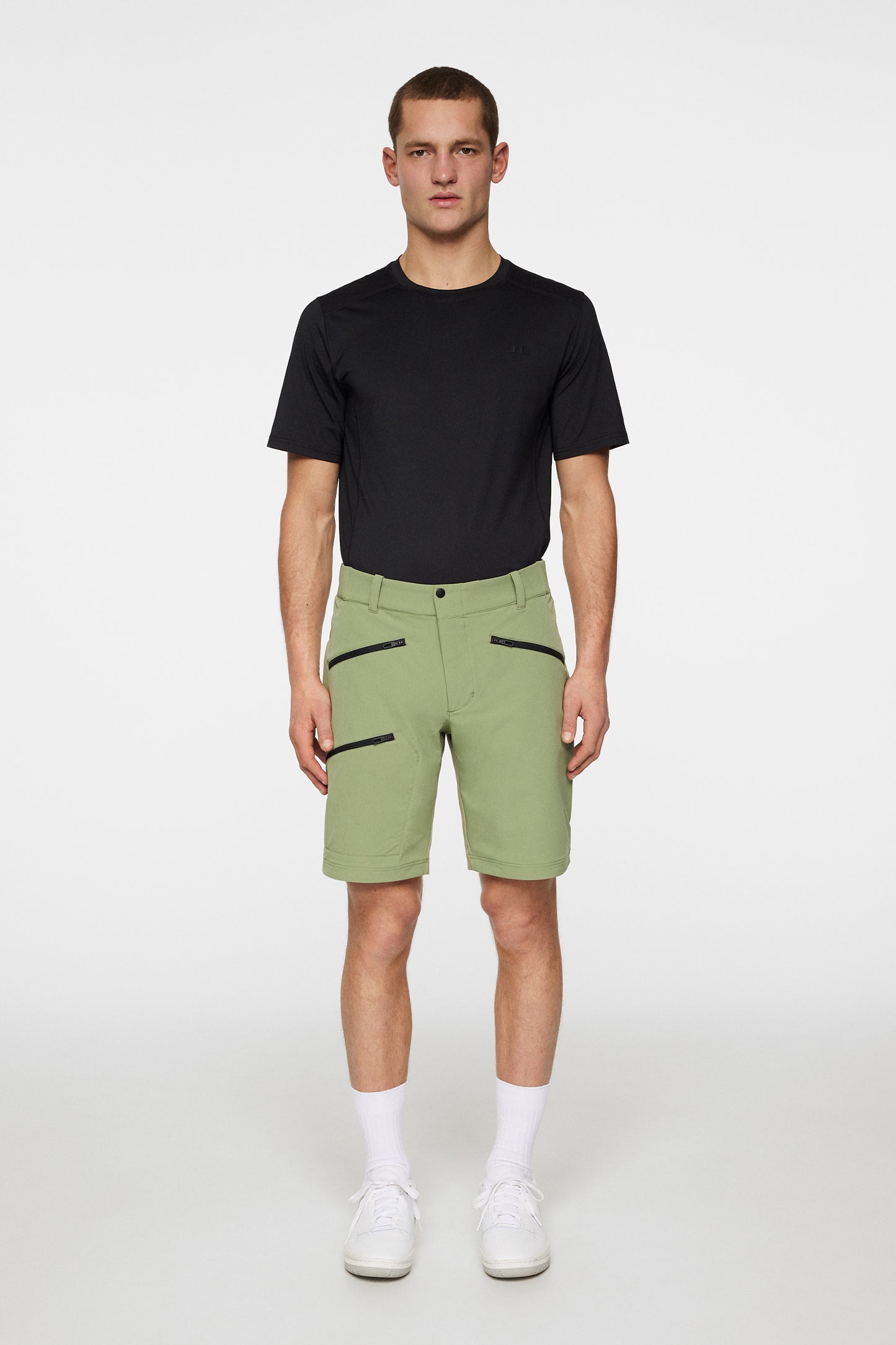 Adrian Softshell Shorts in Oil Green by J.Lindeberg