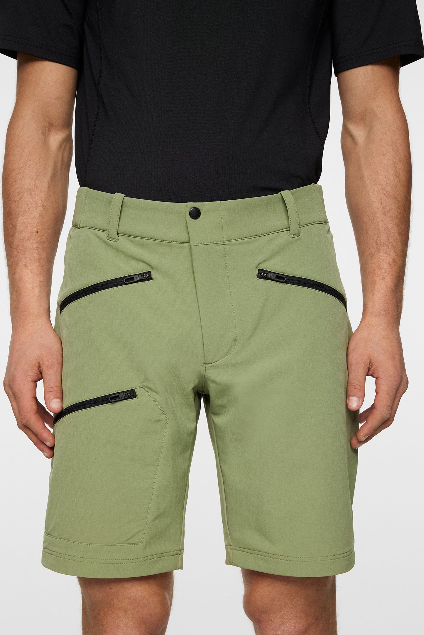 Adrian Softshell Shorts in Oil Green by J.Lindeberg