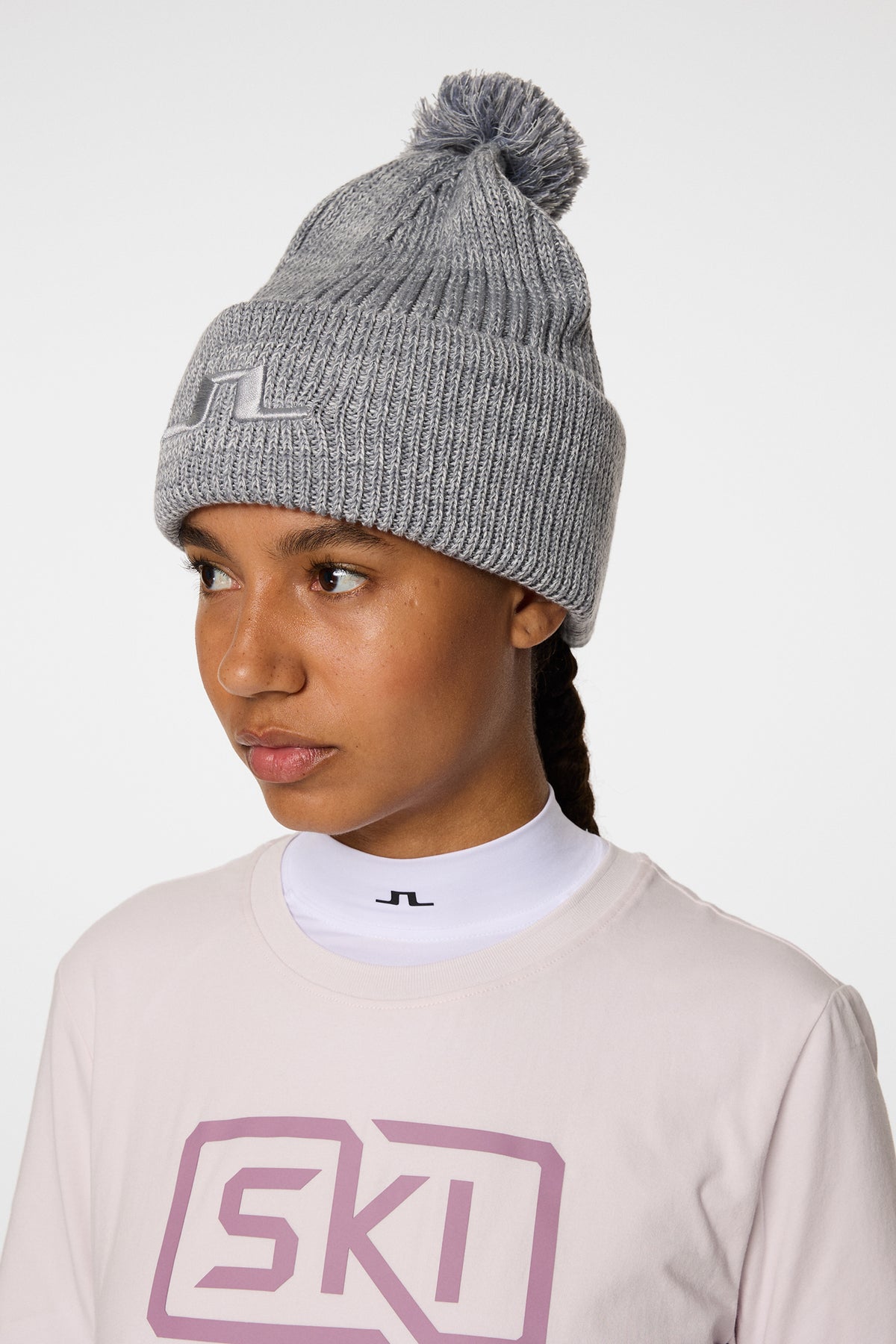 Grace Beanie in Light Grey Melange by J.Lindeberg