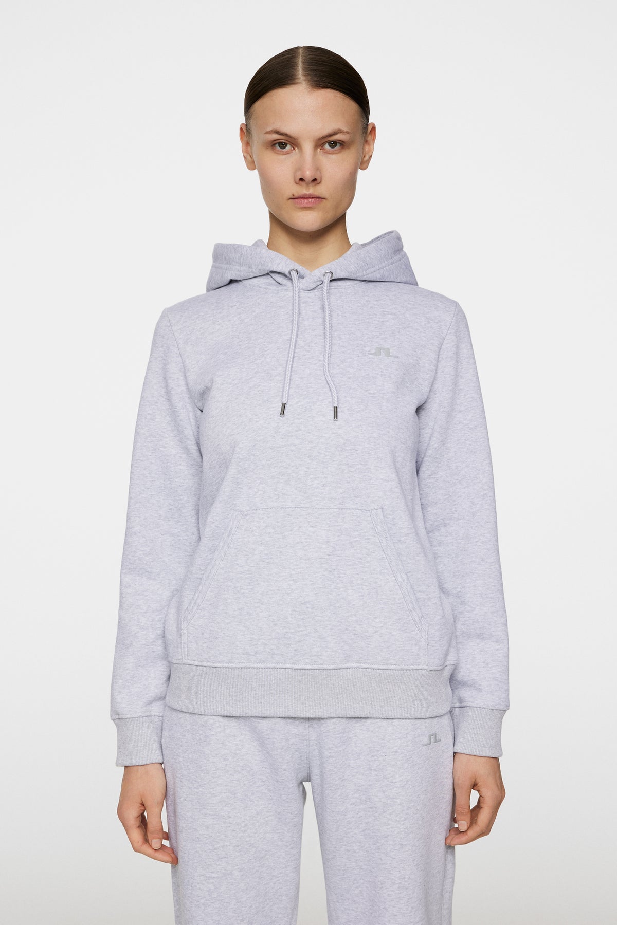 W Alpha Hood in Light Grey Melange by J.Lindeberg