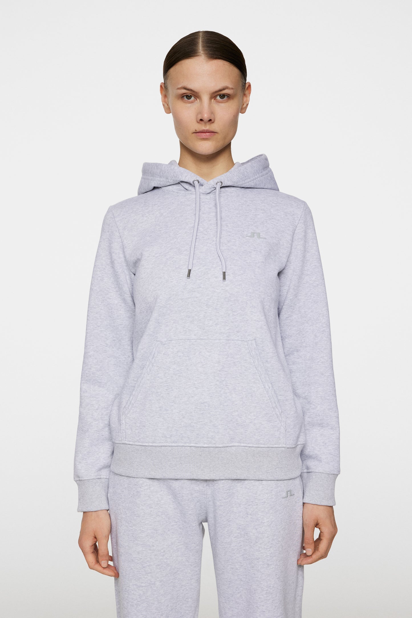 W Alpha Hood in Light Grey Melange by J.Lindeberg