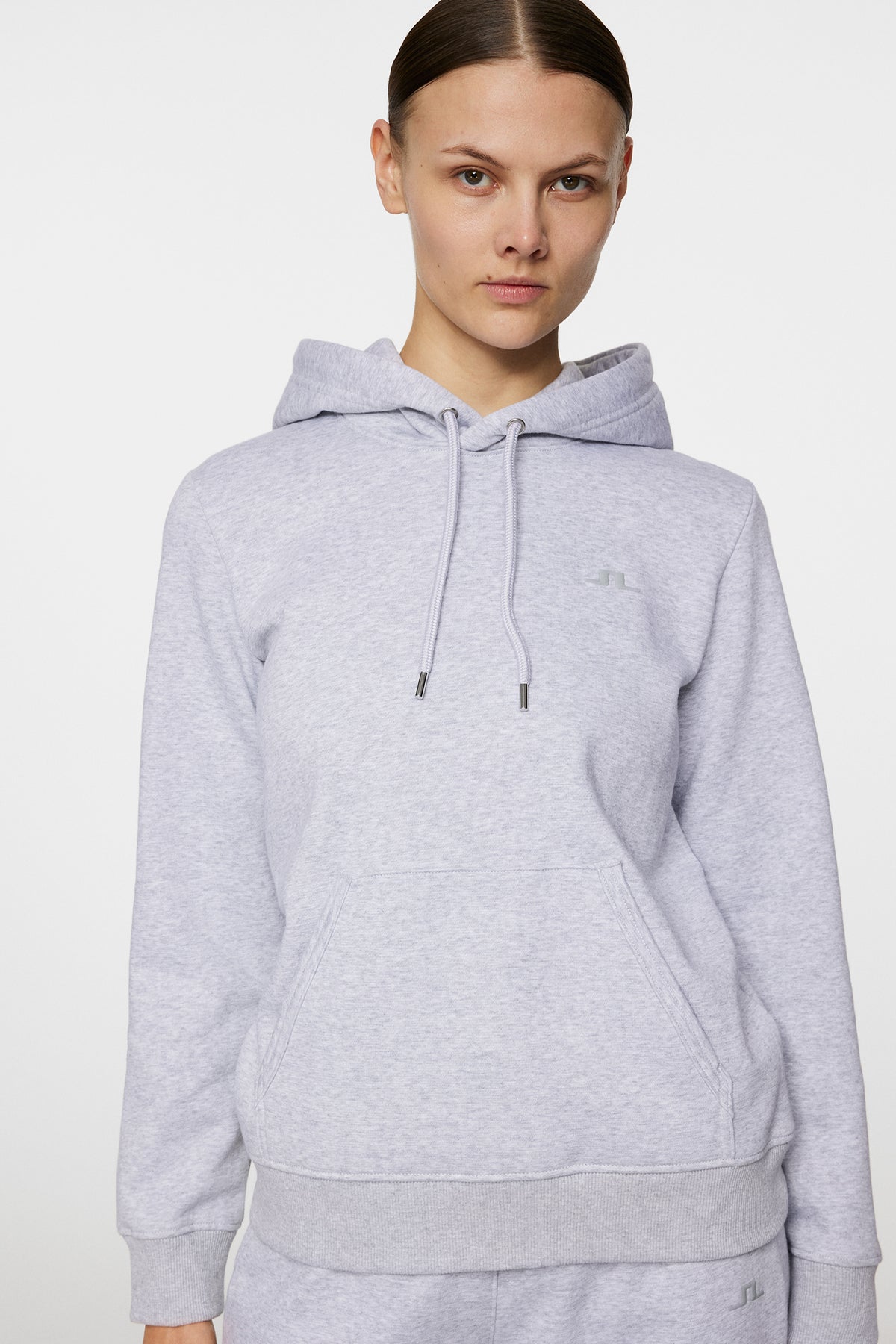 W Alpha Hood in Light Grey Melange by J.Lindeberg
