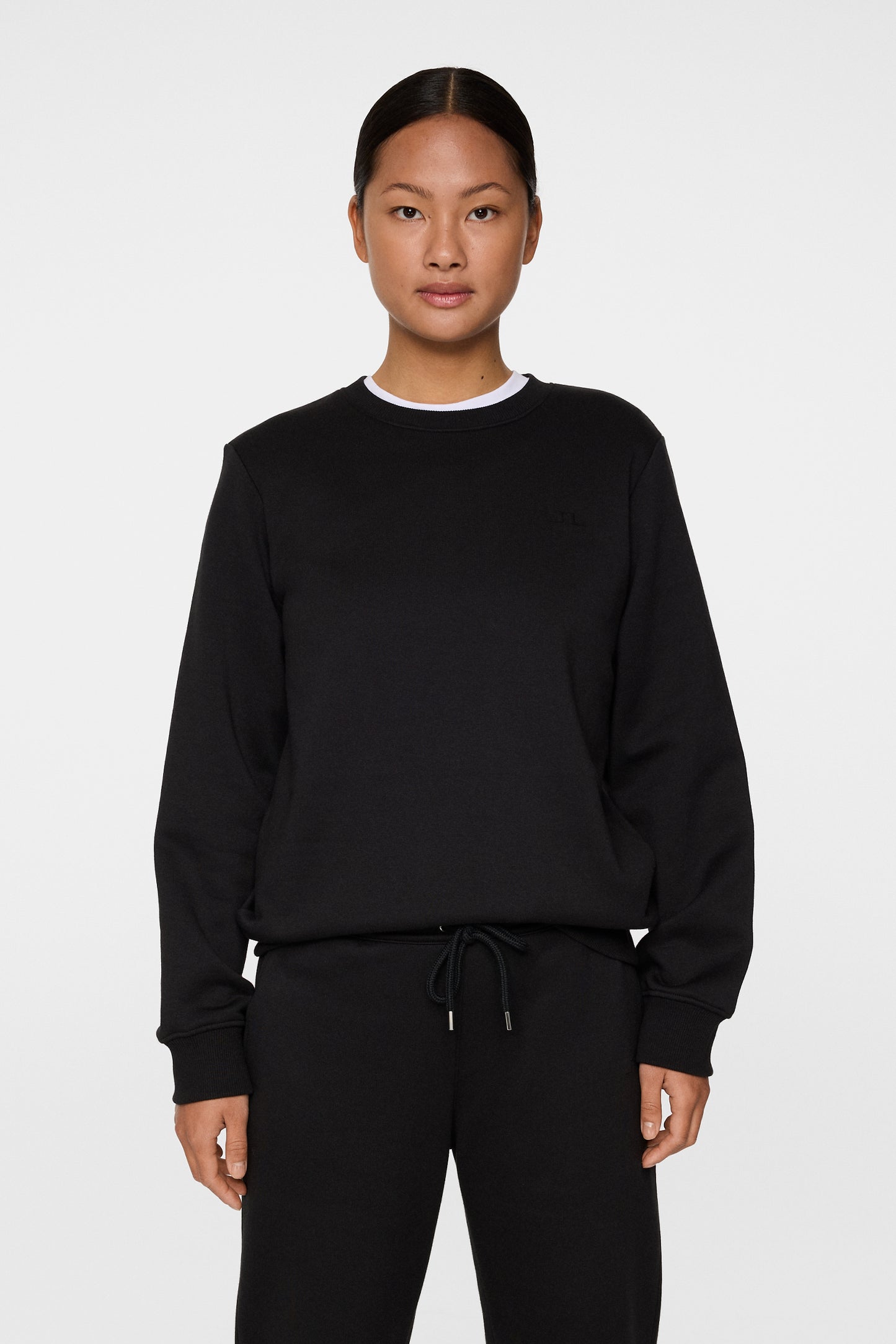 W Alpha Crew Neck in Black by J.Lindeberg