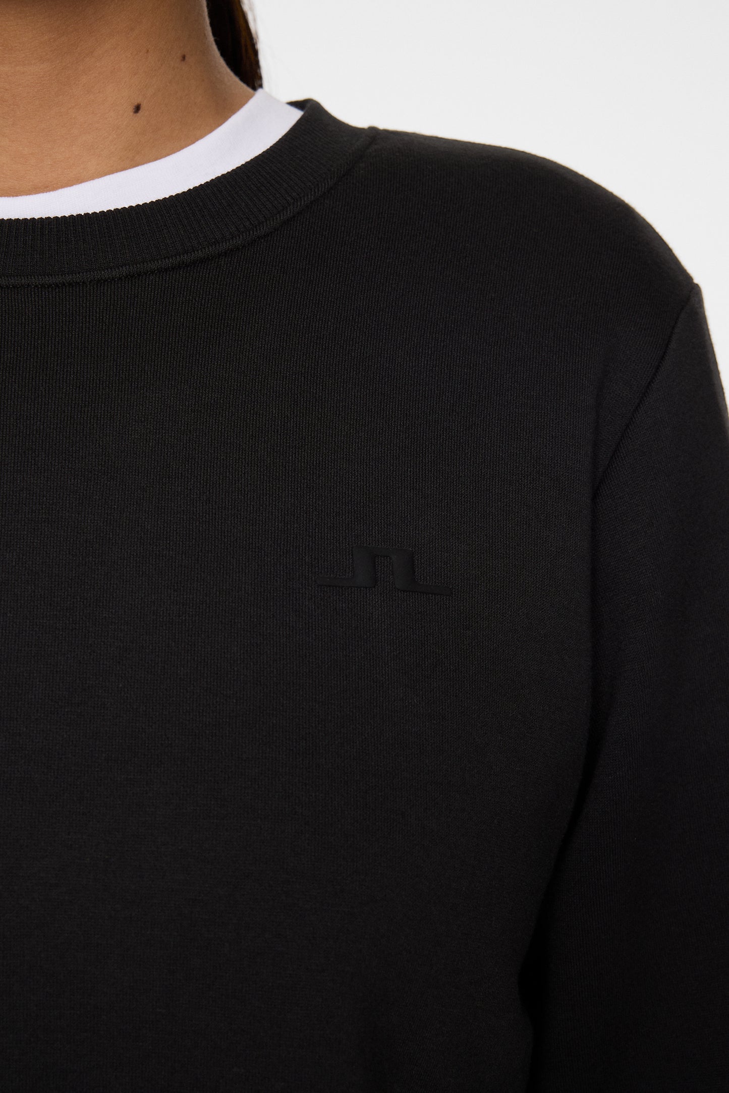 W Alpha Crew Neck in Black by J.Lindeberg