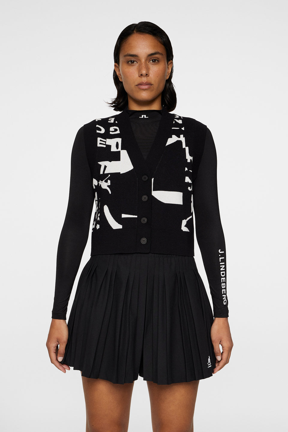 Jackie Jacquard Vest / JL Kangol Black White M