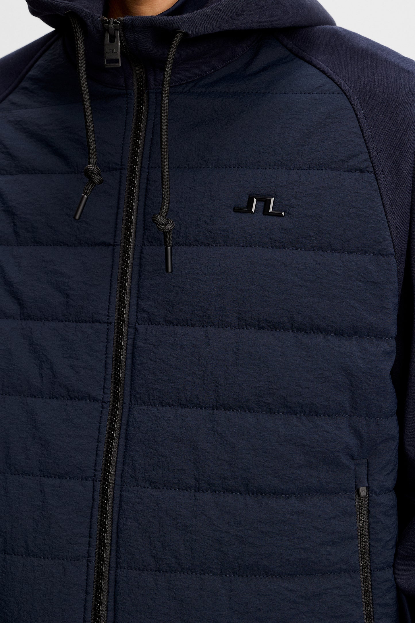 Mijo Hybrid Zip Hood Jacket in JL Navy by J.Lindeberg