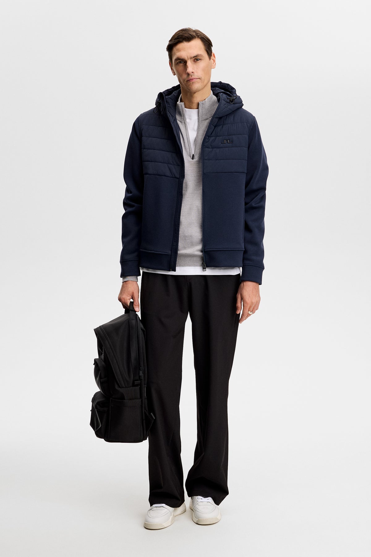 Gage Hybrid Hood Jacket in JL Navy by J.Lindeberg