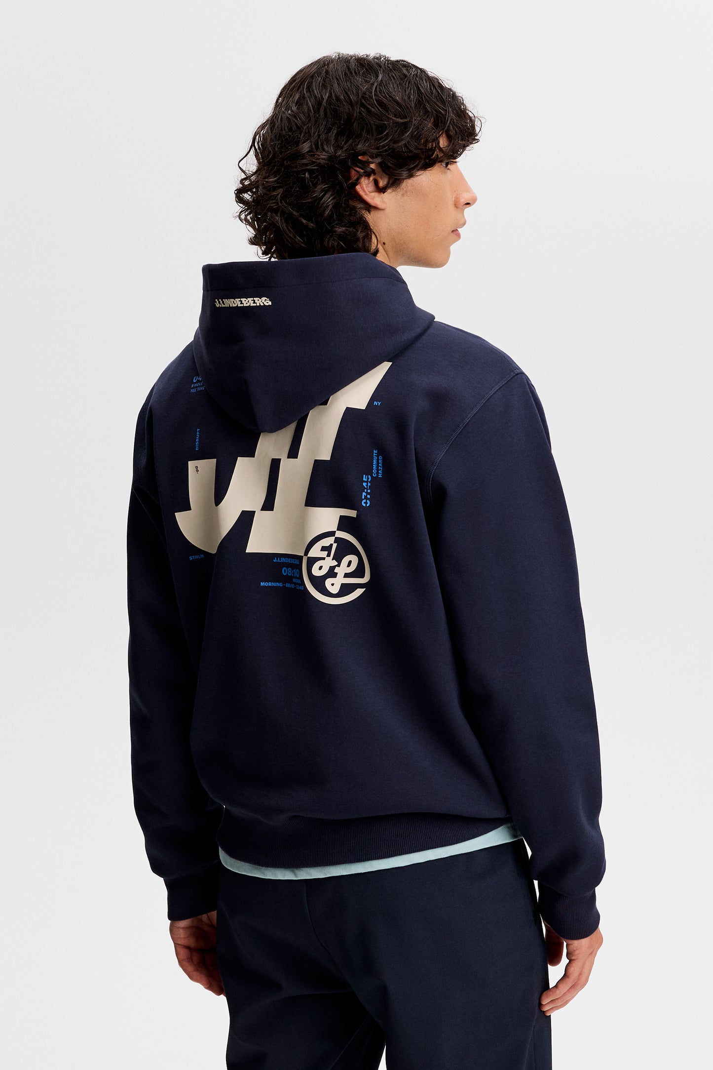 Club Printed Hood in JL Navy by J.Lindeberg