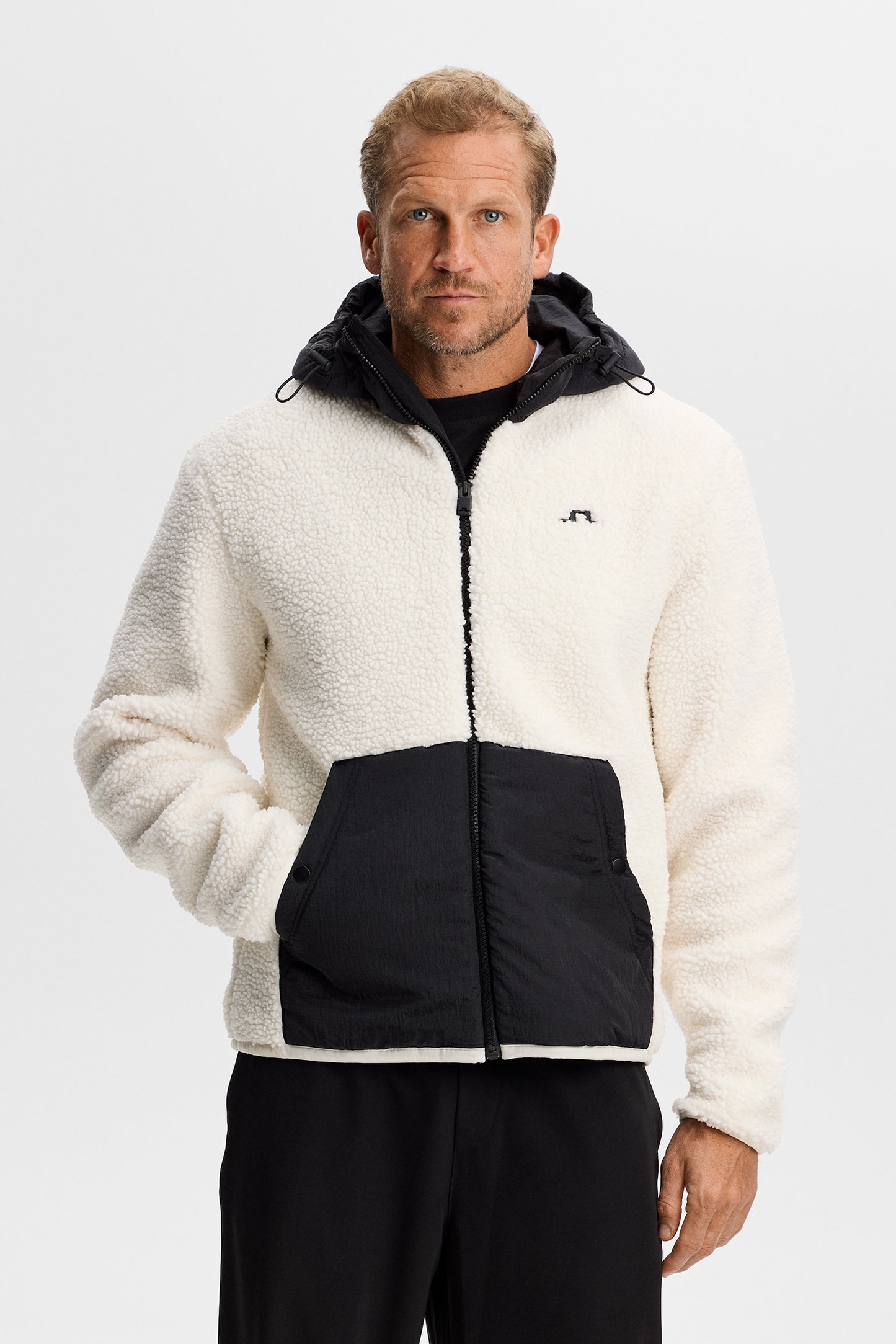 Varek Hybrid Zip Hood in Tofu by J.Lindeberg