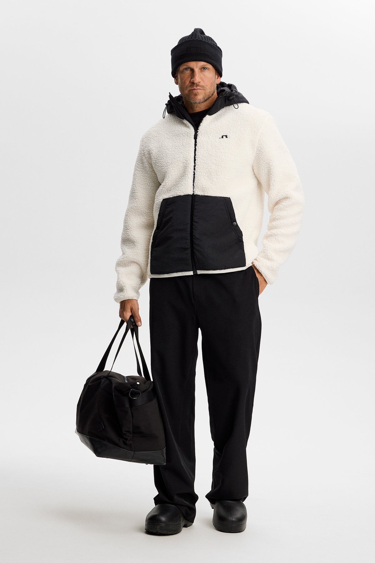 Varek Hybrid Zip Hood in Tofu by J.Lindeberg