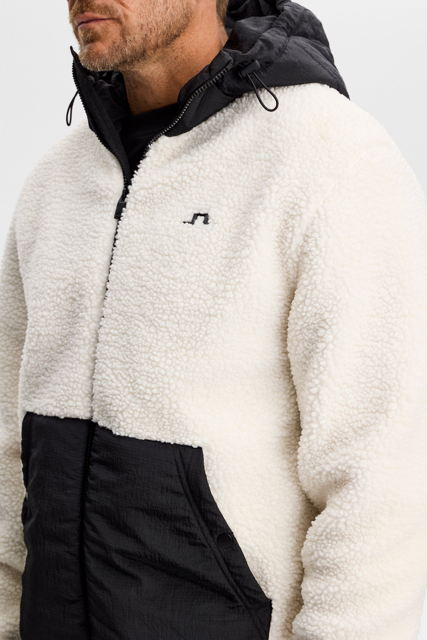 Varek Hybrid Zip Hood in Tofu by J.Lindeberg