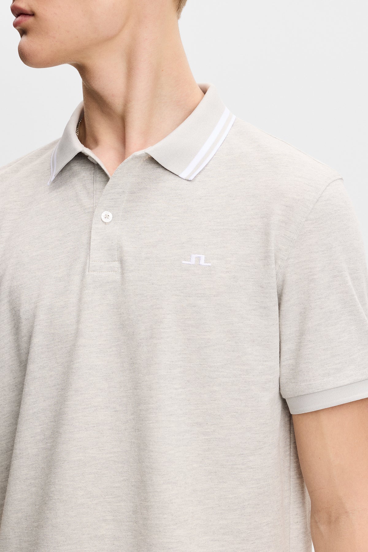 Joey Tipping Polo in Light Grey Melange by J.Lindeberg