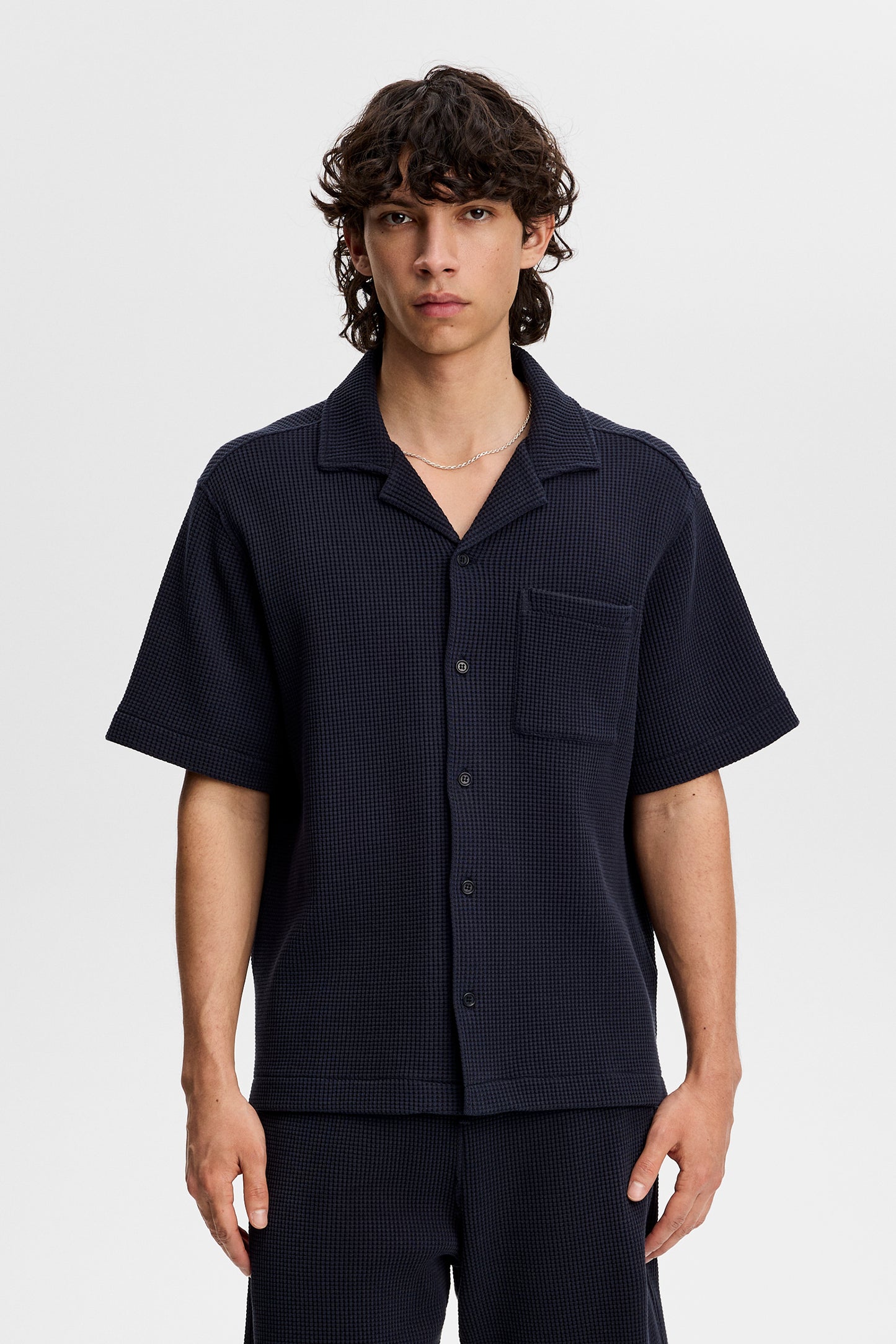 Theron Waffle Shirt in JL Navy by J.Lindeberg