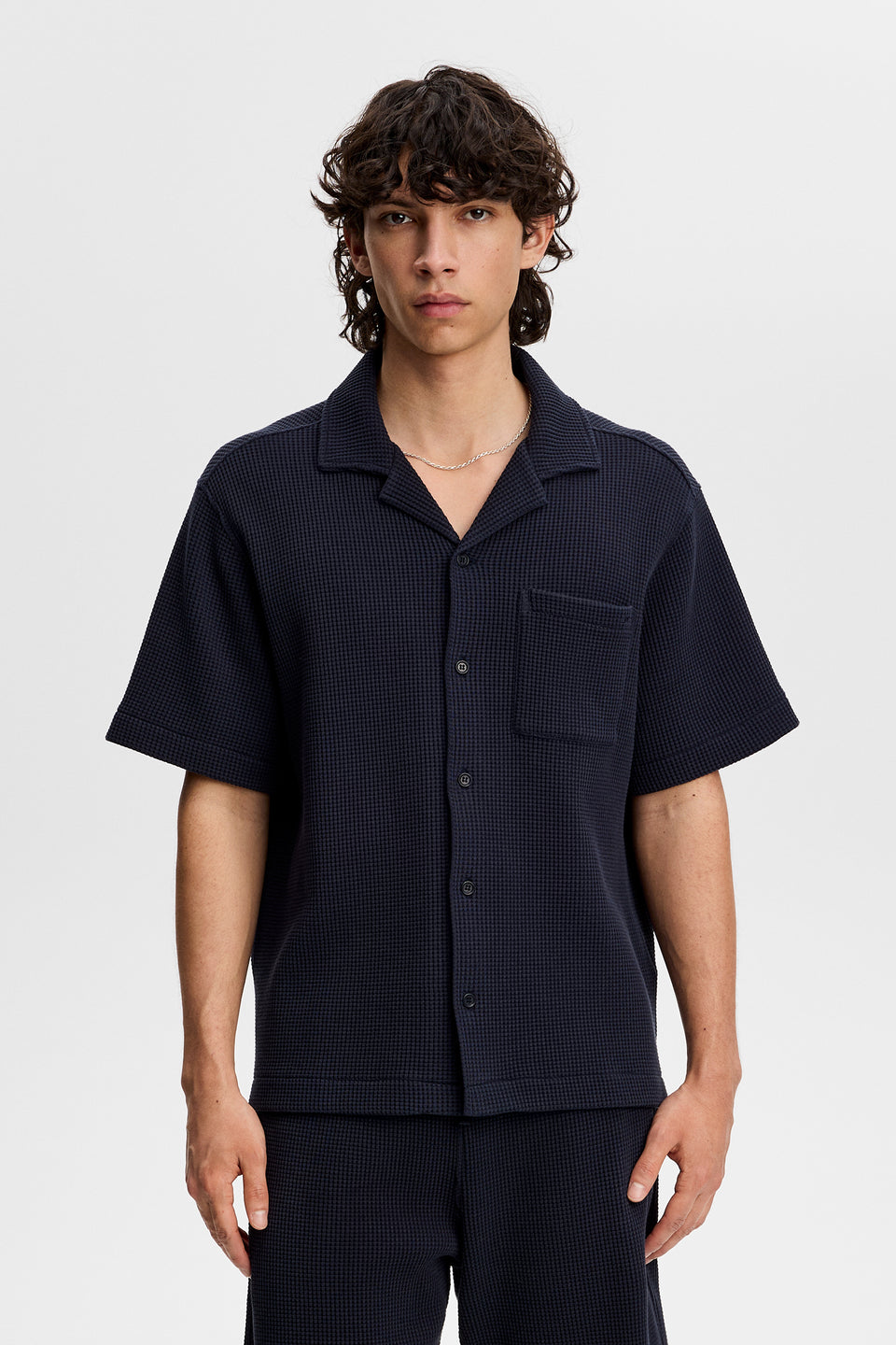 Theron Waffle Shirt / JL Navy