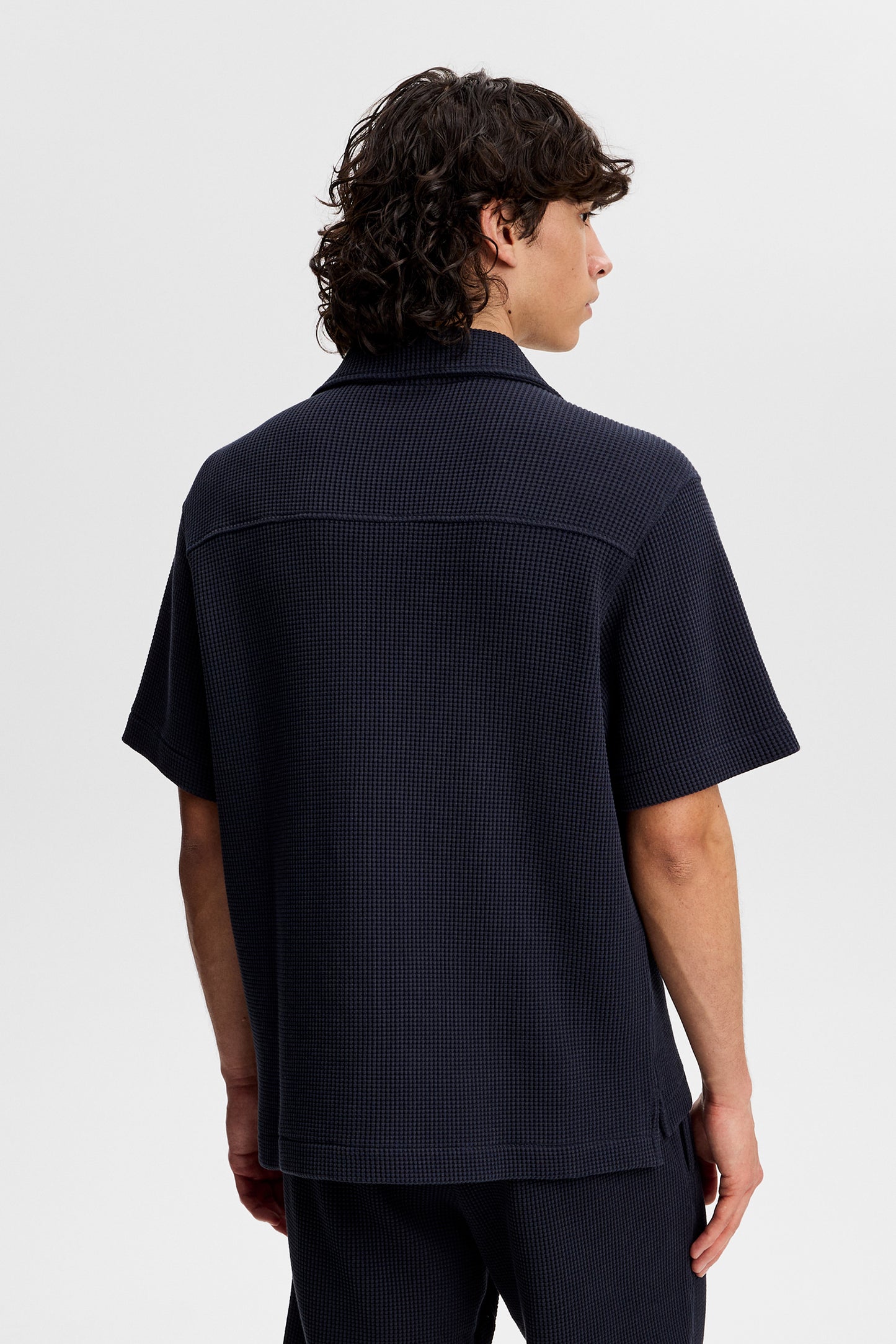 Theron Waffle Shirt in JL Navy by J.Lindeberg