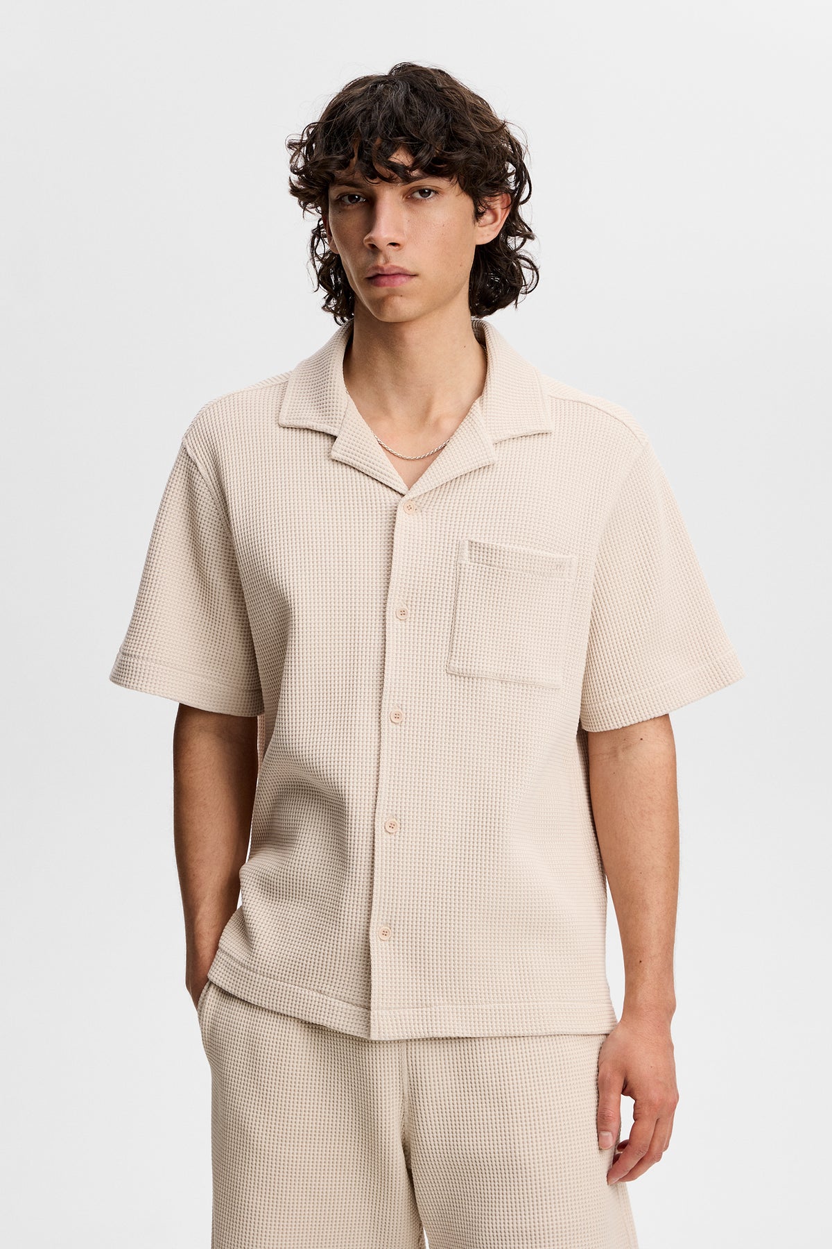 Theron Waffle Shirt in Moonbeam by J.Lindeberg