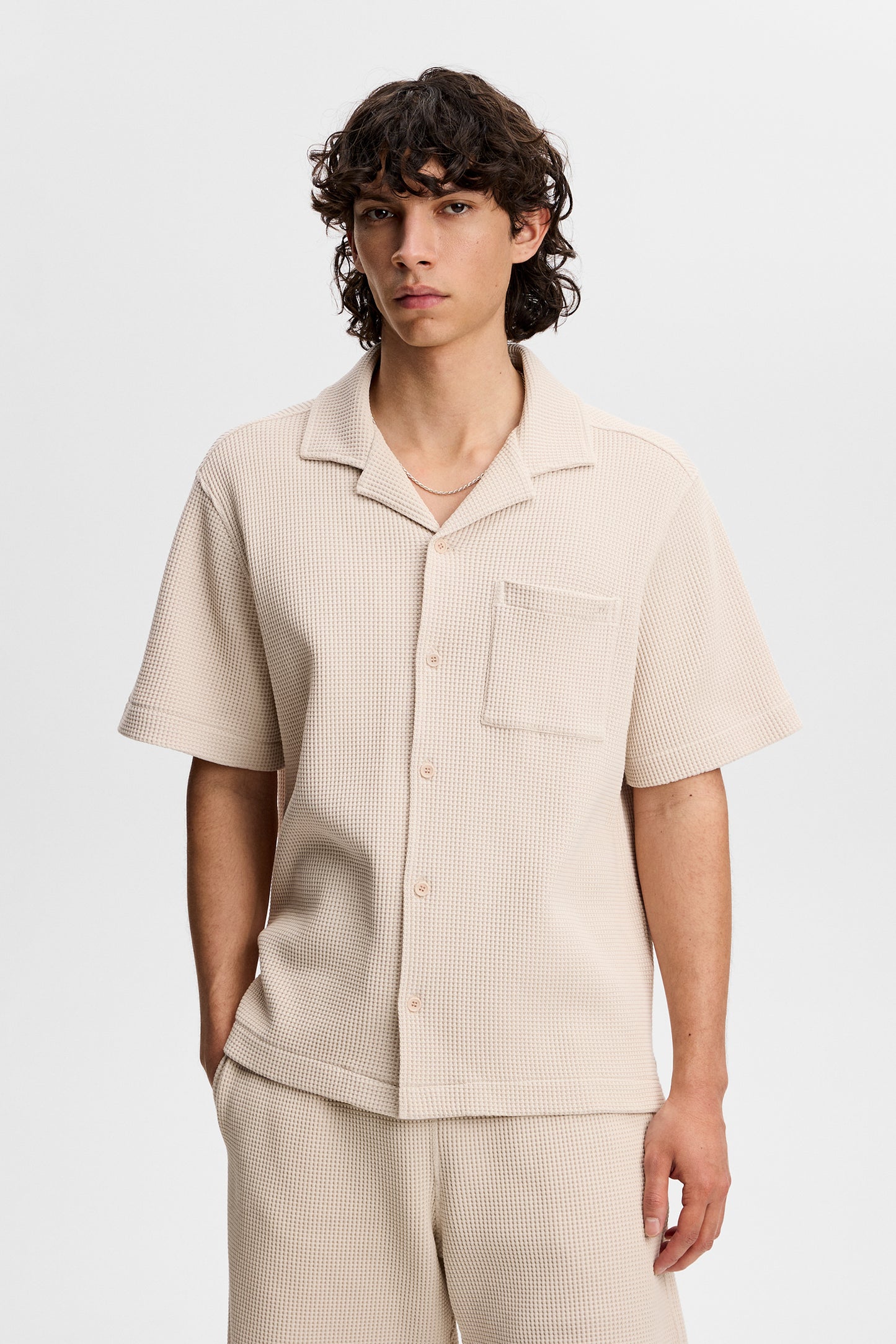 Theron Waffle Shirt in Moonbeam by J.Lindeberg