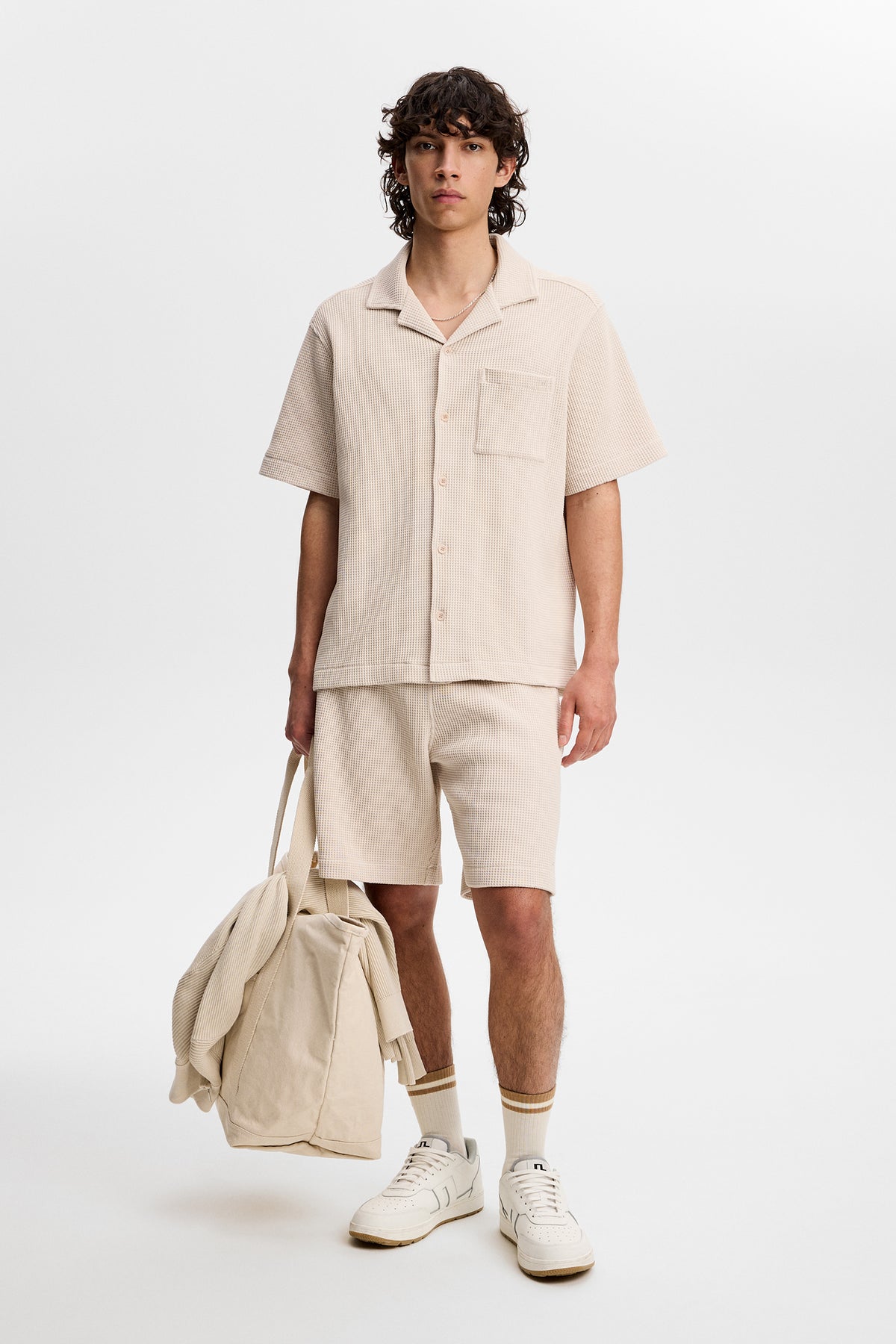 Theron Waffle Shirt in Moonbeam by J.Lindeberg