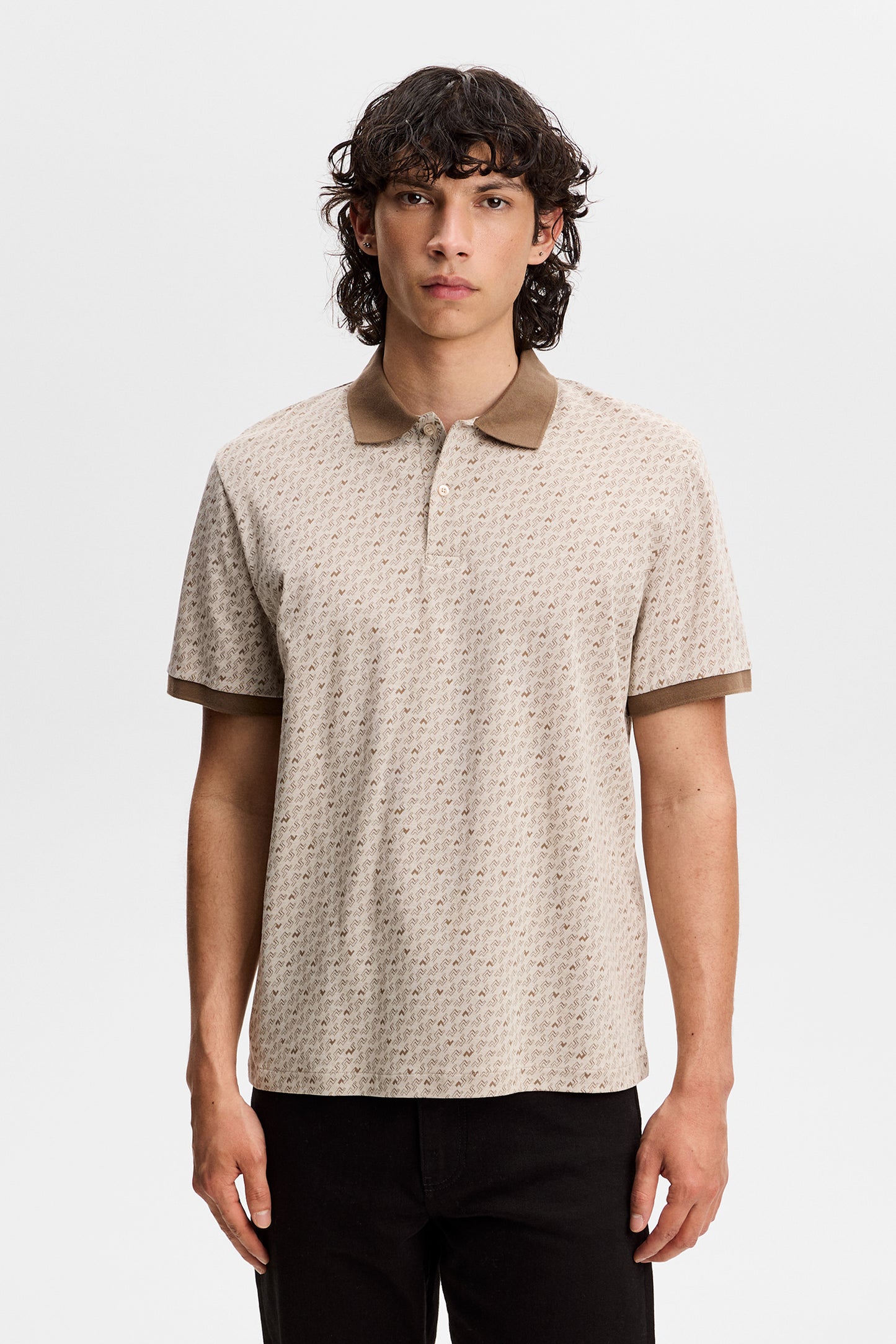 Devon Jacquard Polo in Bias Bridge Micro Moon Brindle by J.Lindeberg
