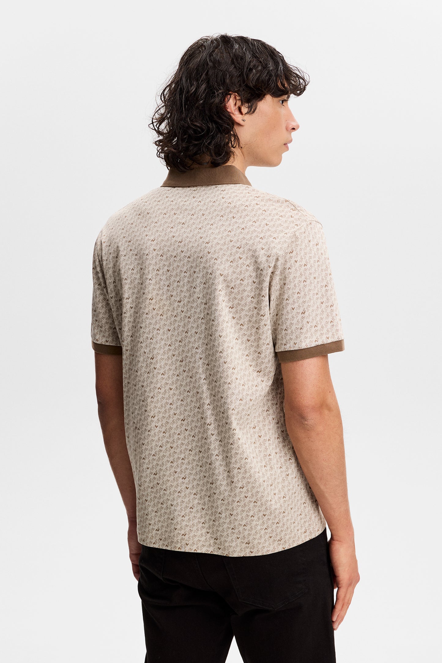 Devon Jacquard Polo in Bias Bridge Micro Moon Brindle by J.Lindeberg