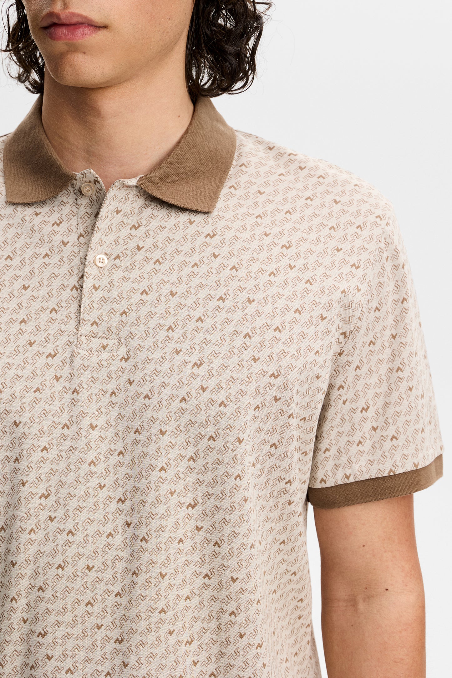 Devon Jacquard Polo in Bias Bridge Micro Moon Brindle by J.Lindeberg